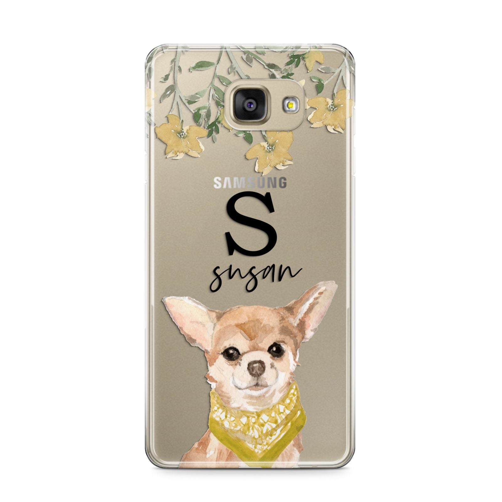 Personalised Chihuahua Dog Samsung Galaxy A9 2016 Case on gold phone