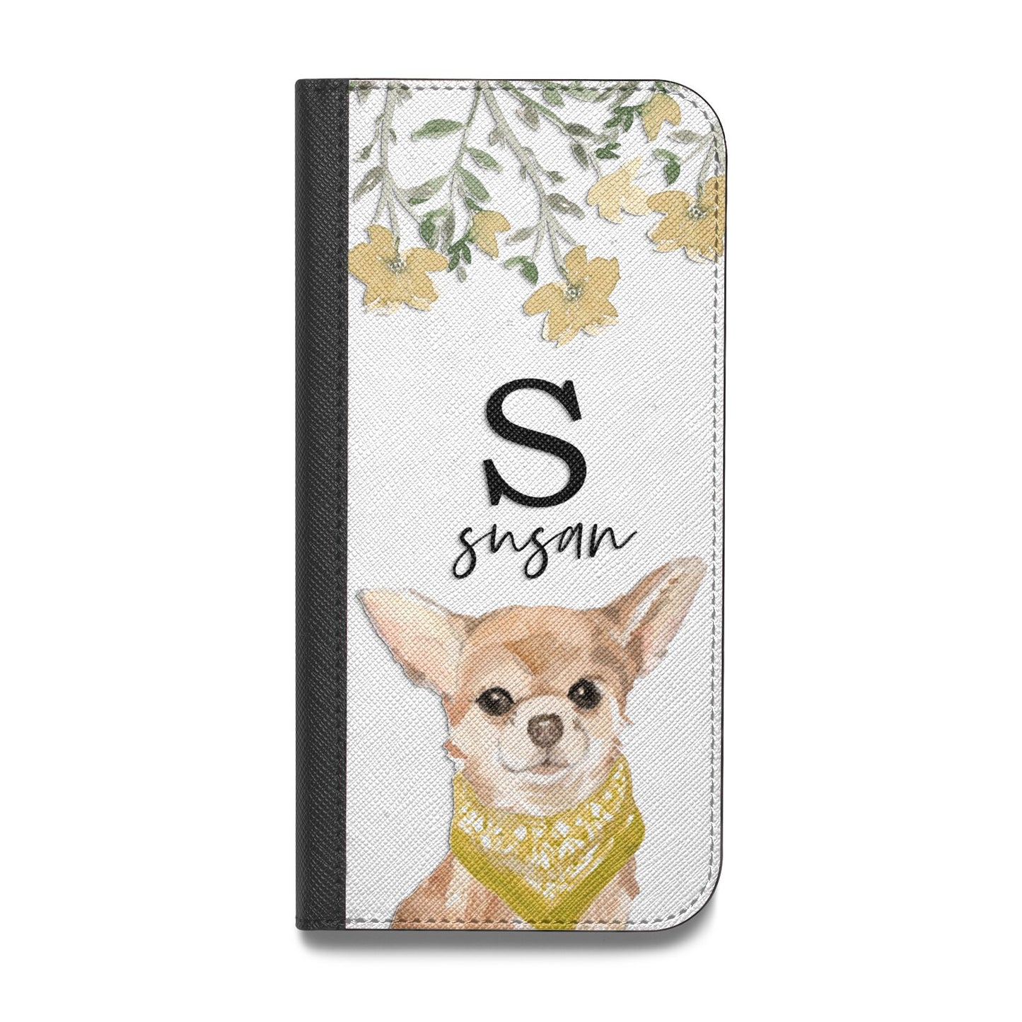 Personalised Chihuahua Dog Vegan Leather Flip Samsung Case