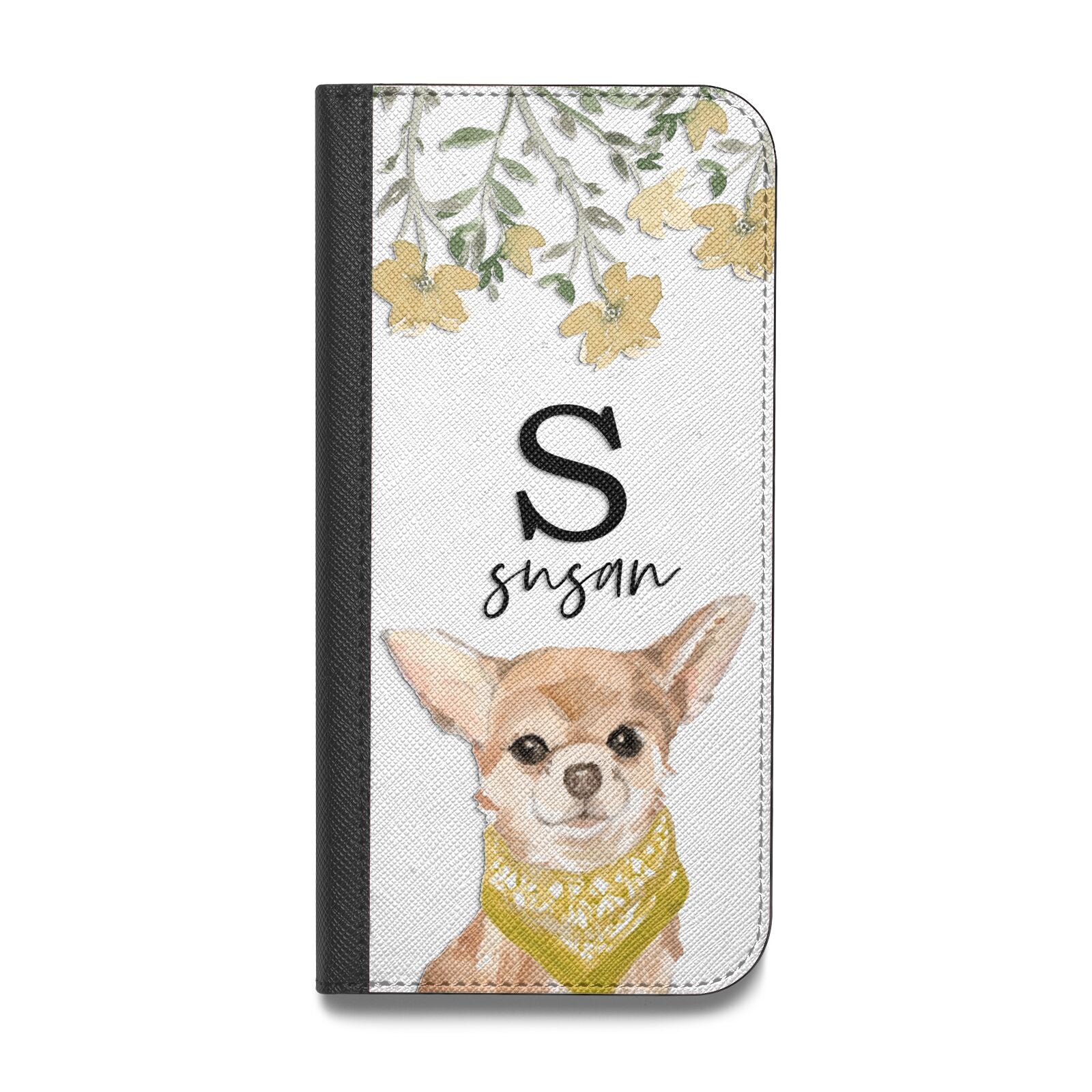 Personalised Chihuahua Dog Vegan Leather Flip Samsung Case