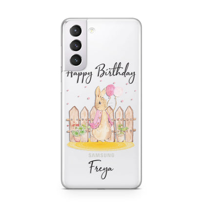 Personalised Children s Birthday Rabbit Samsung S21 Case