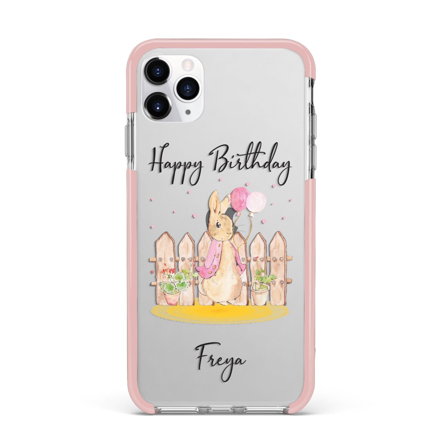 Personalised Children s Birthday Rabbit iPhone 11 Pro Max Impact Pink Edge Case