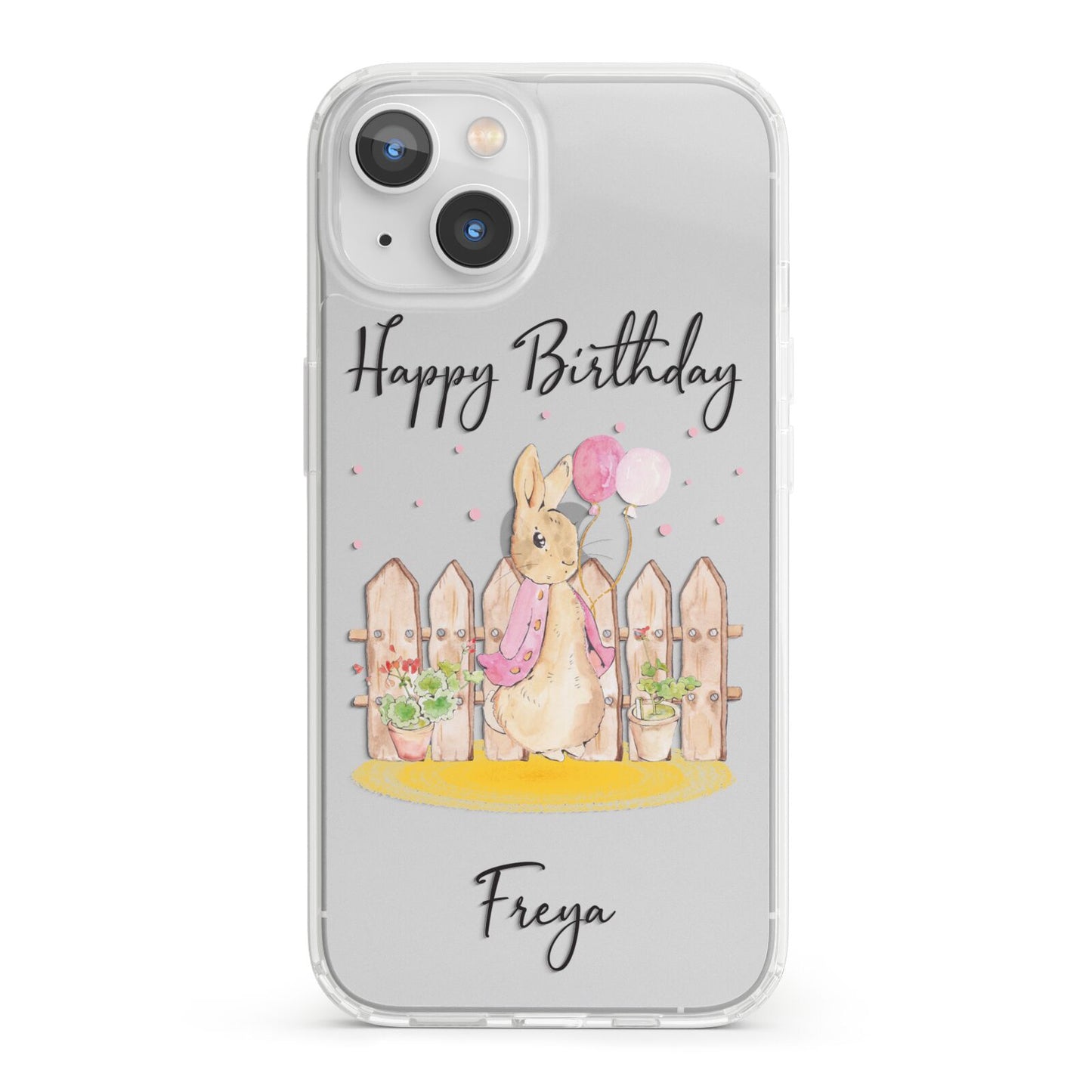 Personalised Children s Birthday Rabbit iPhone 13 Clear Bumper Case