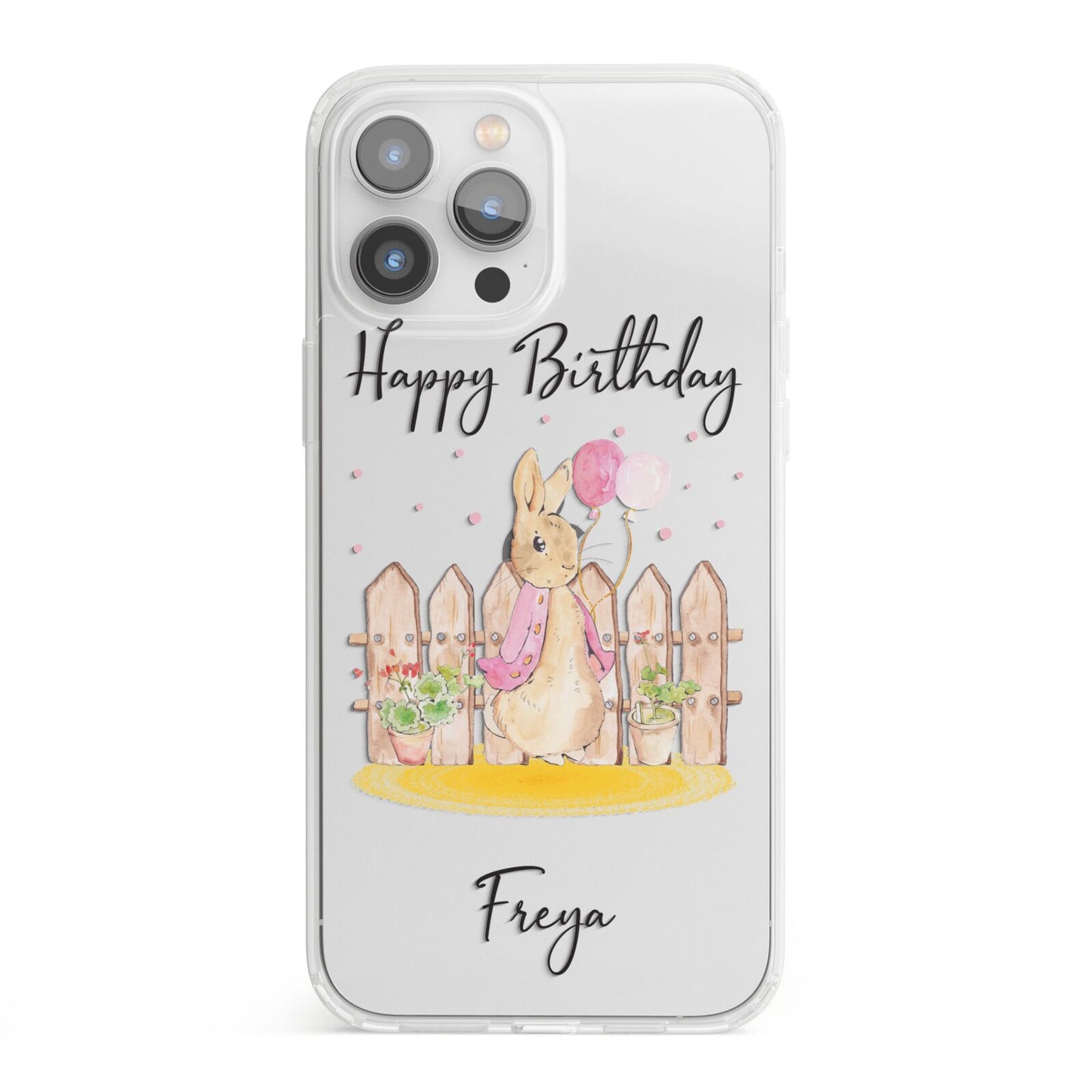 Personalised Children s Birthday Rabbit iPhone 13 Pro Max Clear Bumper Case