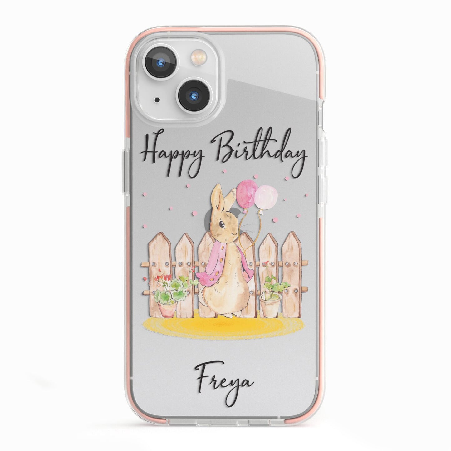 Personalised Children s Birthday Rabbit iPhone 13 TPU Impact Case with Pink Edges