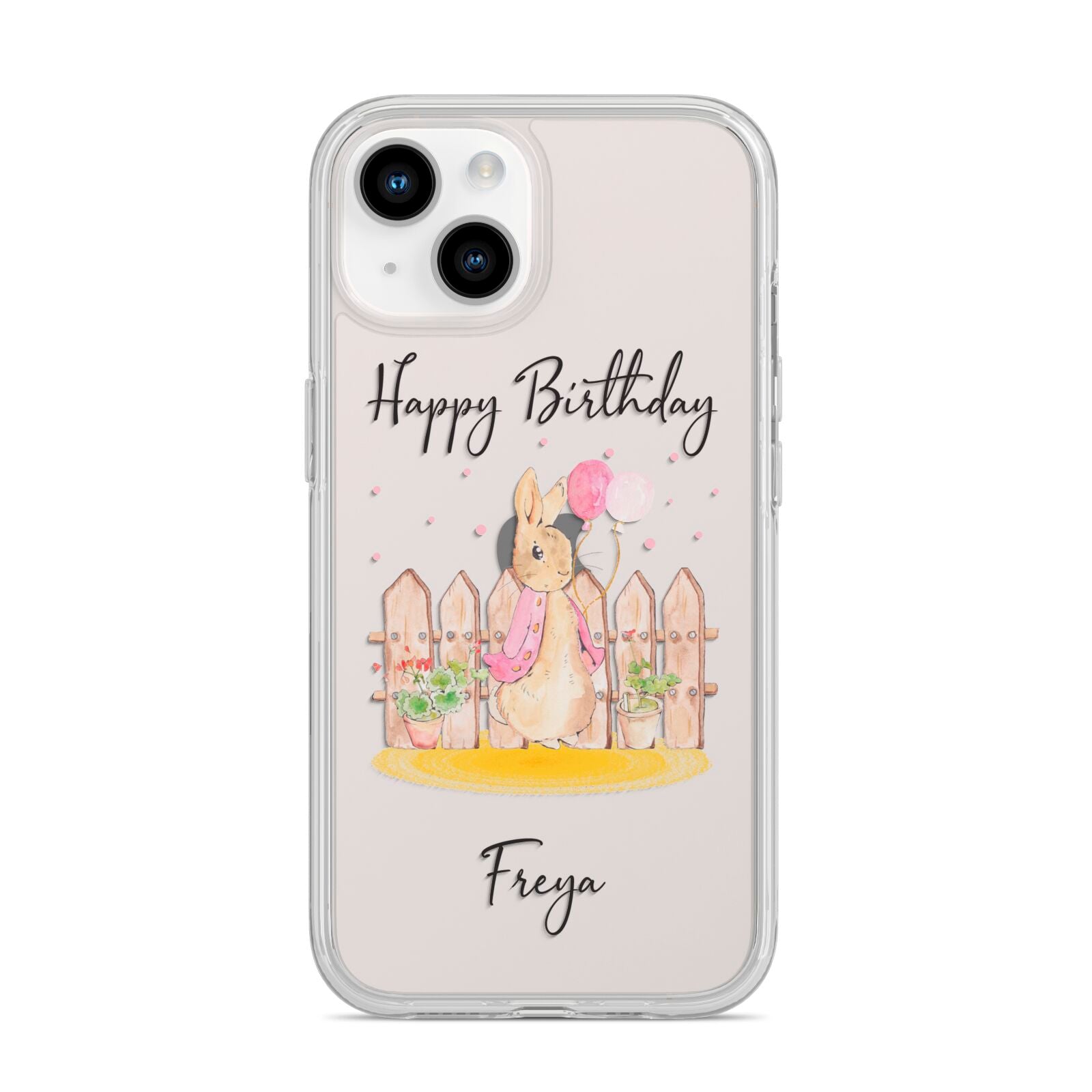Personalised Children s Birthday Rabbit iPhone 14 Clear Tough Case Starlight