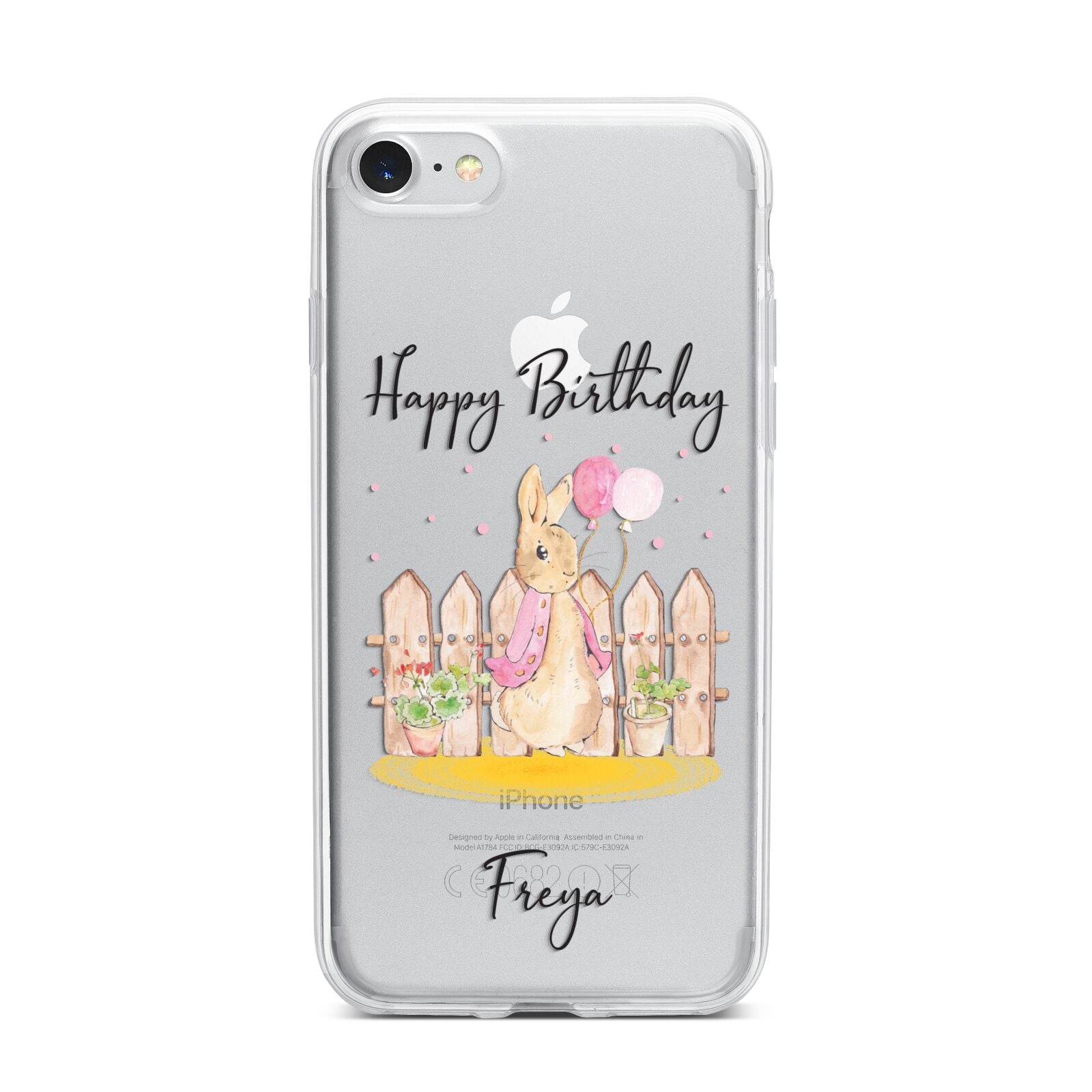 Personalised Children s Birthday Rabbit iPhone 7 Bumper Case on Silver iPhone