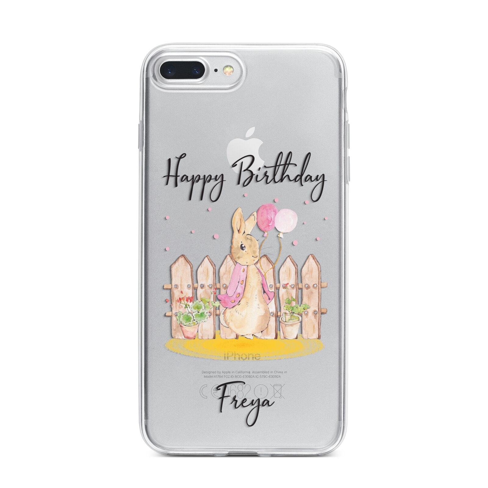 Personalised Children s Birthday Rabbit iPhone 7 Plus Bumper Case on Silver iPhone