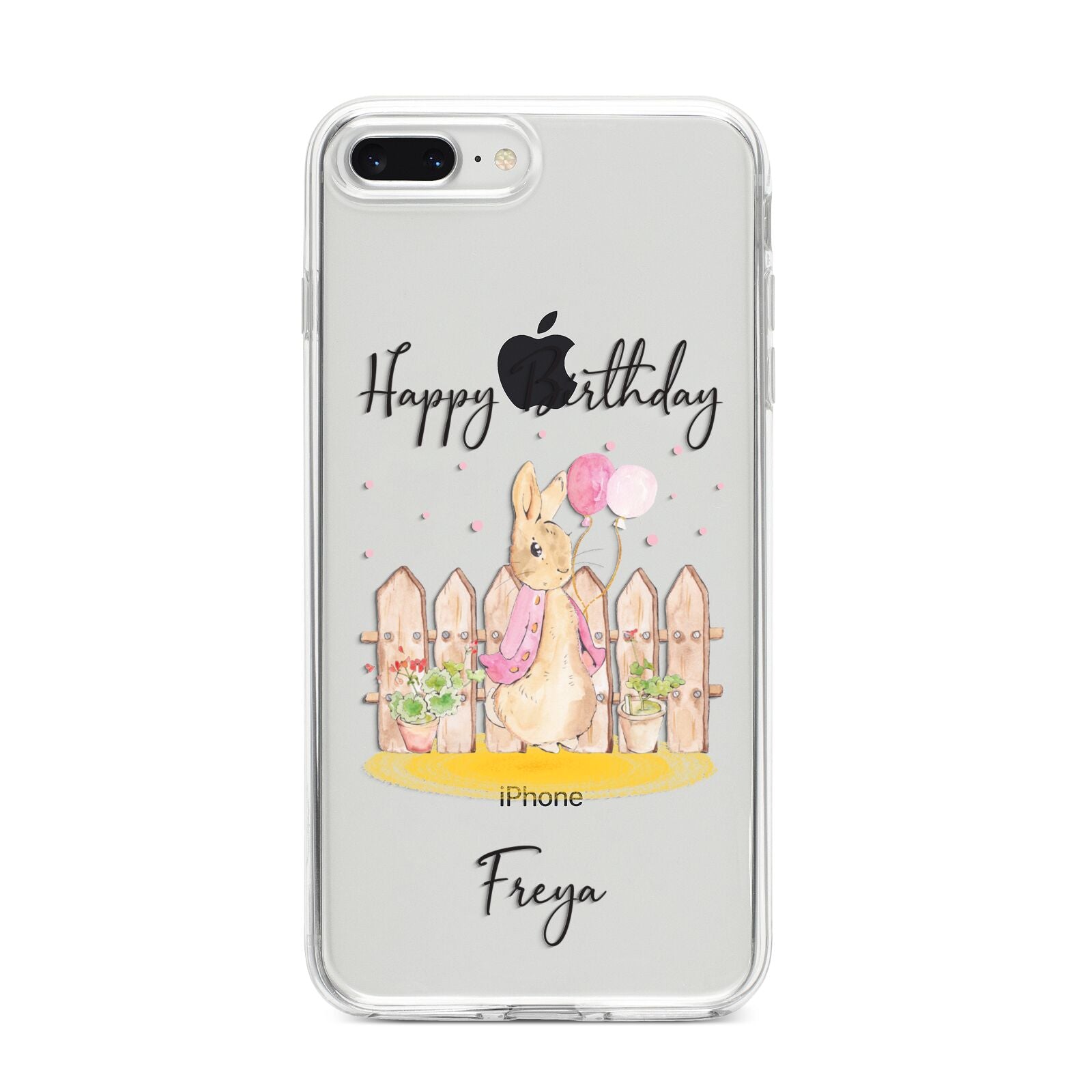 Personalised Children s Birthday Rabbit iPhone 8 Plus Bumper Case on Silver iPhone
