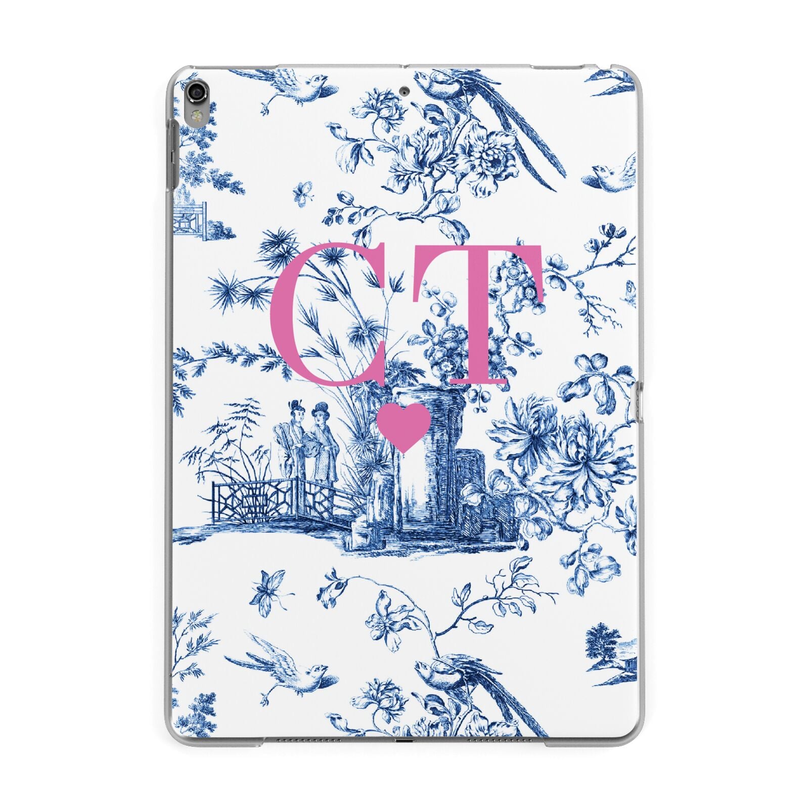 Personalised Chinoiserie Initials Apple iPad Grey Case