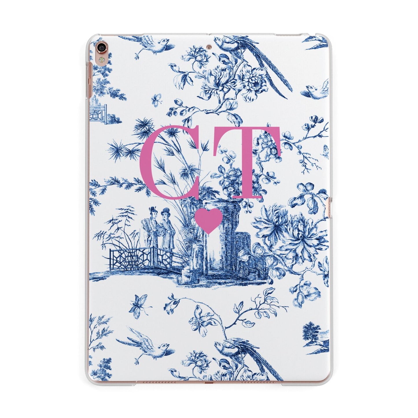 Personalised Chinoiserie Initials Apple iPad Rose Gold Case