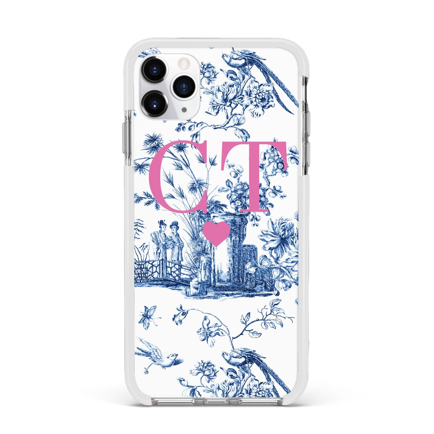 Personalised Chinoiserie Initials Apple iPhone 11 Pro Max in Silver with White Impact Case