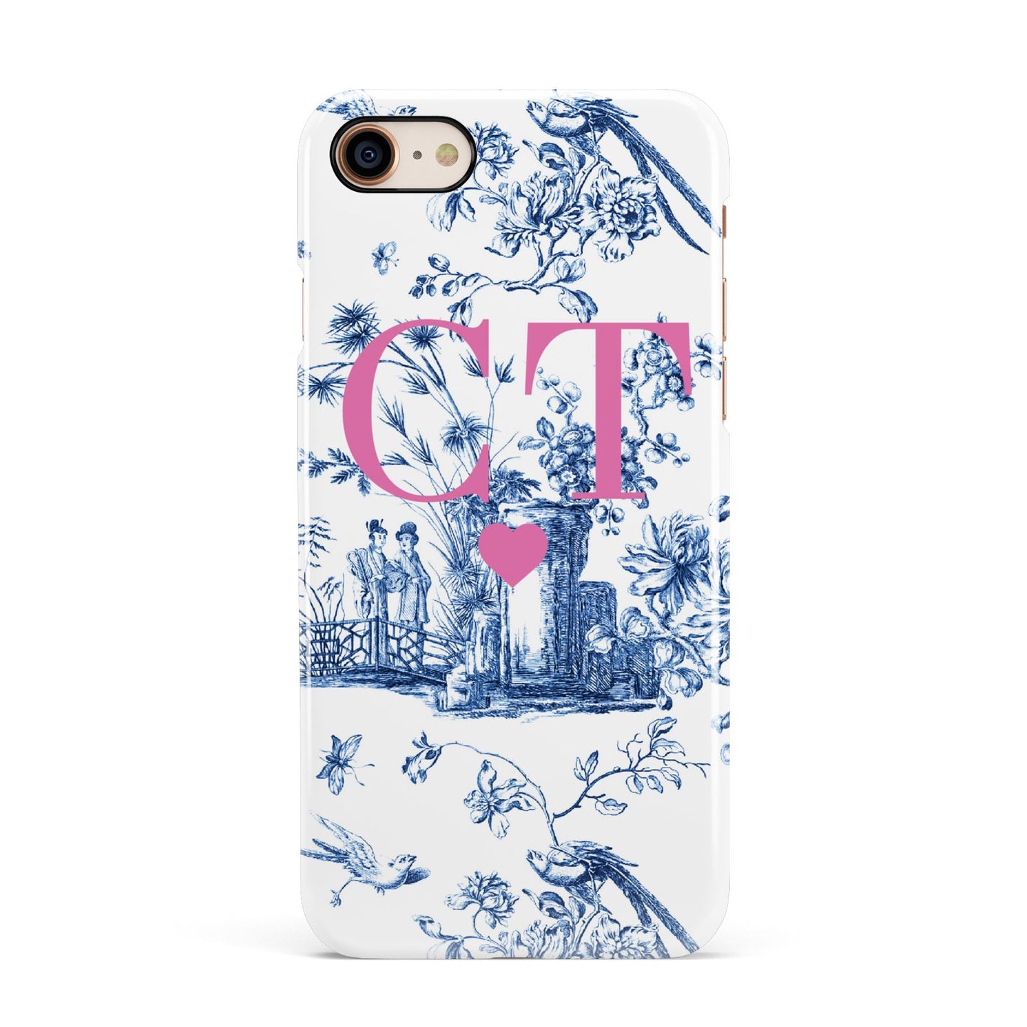 Personalised Chinoiserie Initials Apple iPhone 7 8 3D Snap Case