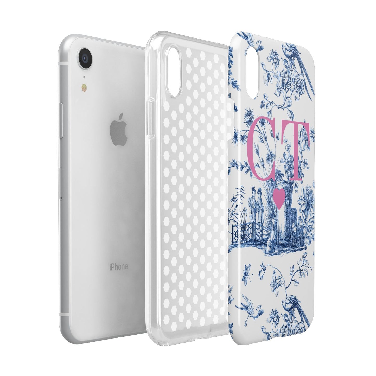 Personalised Chinoiserie Initials Apple iPhone XR White 3D Tough Case Expanded view