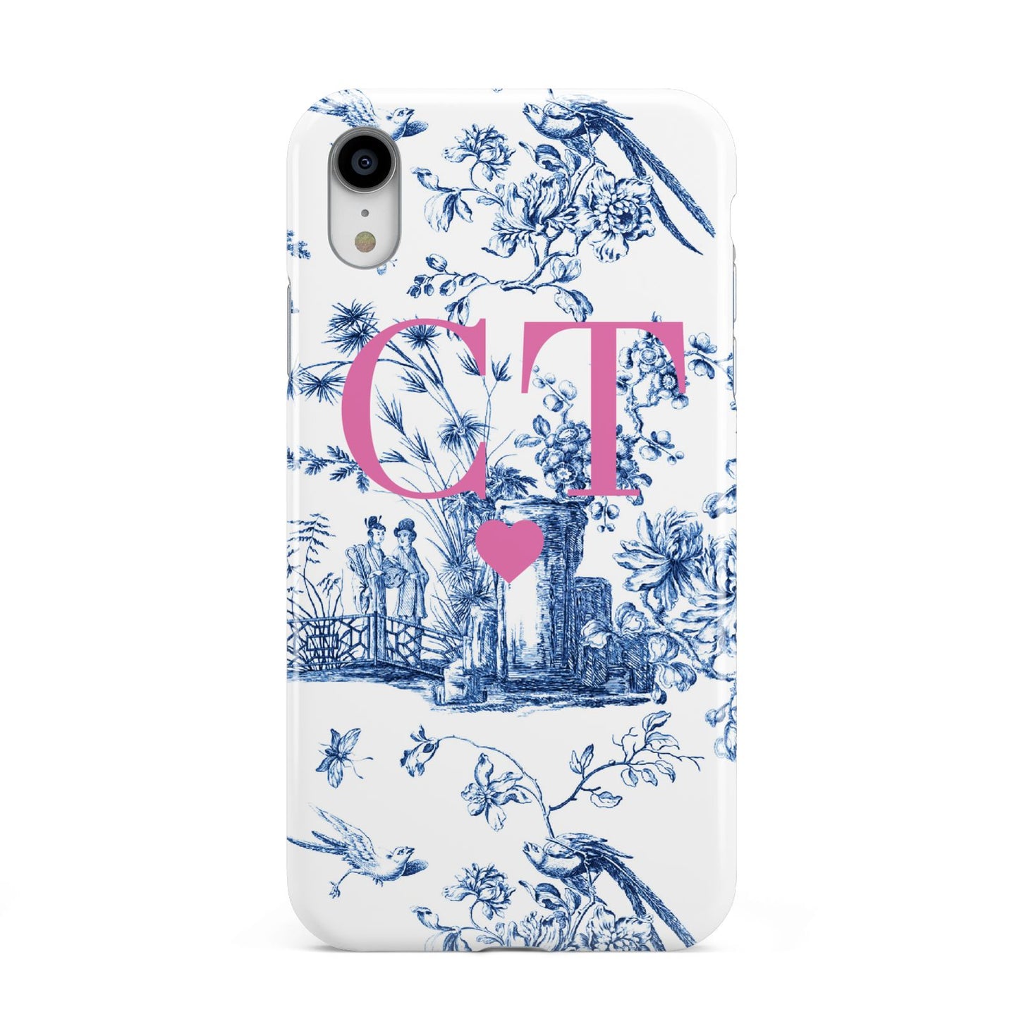 Personalised Chinoiserie Initials Apple iPhone XR White 3D Tough Case