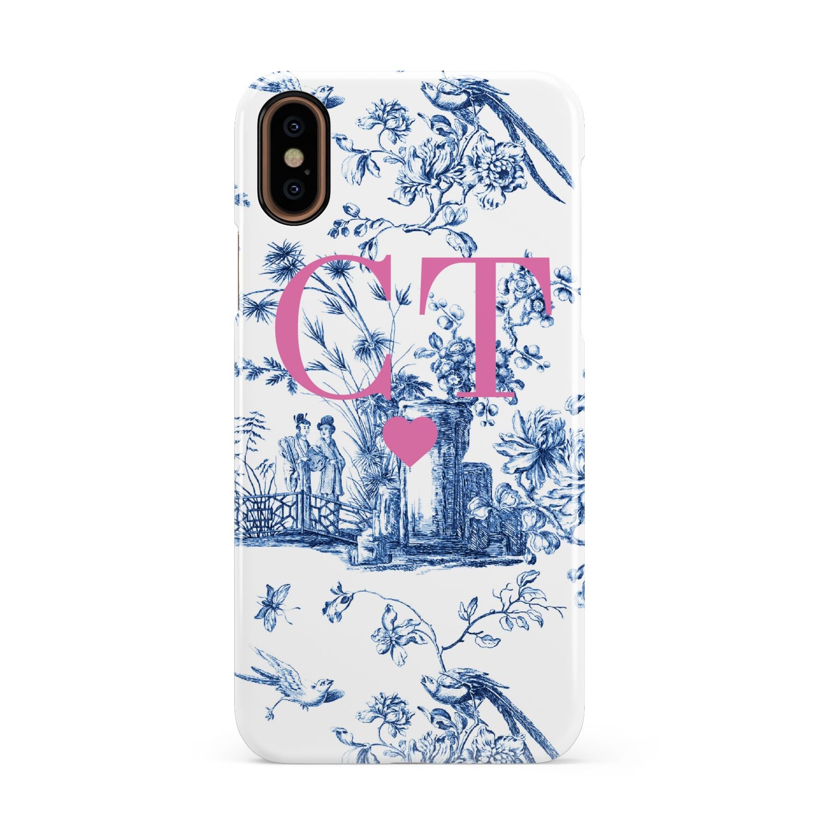 Personalised Chinoiserie Initials Apple iPhone XS 3D Snap Case