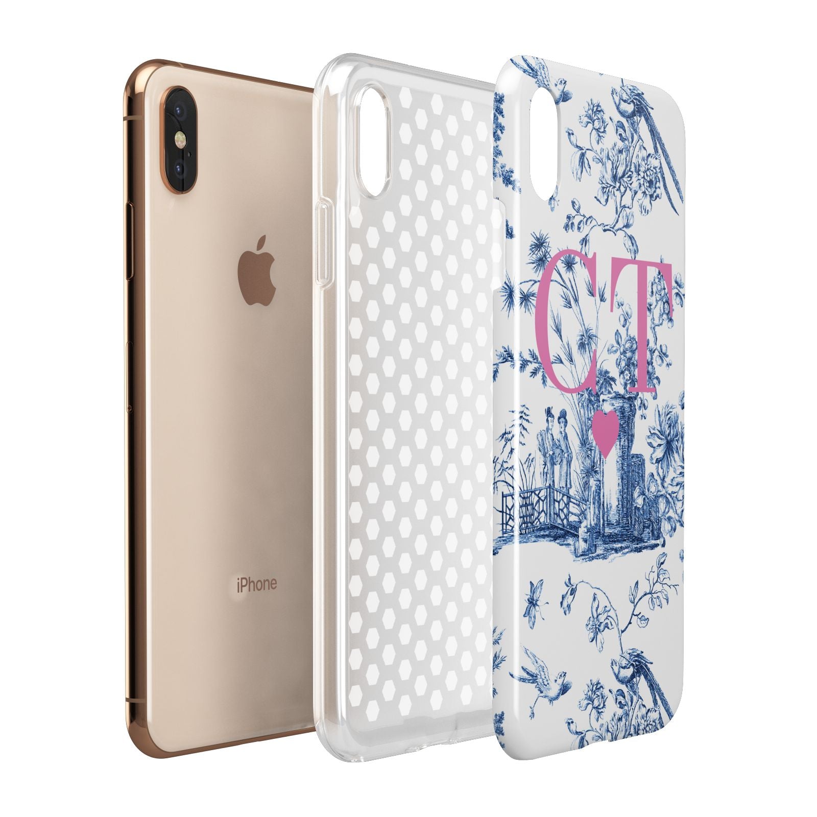 Personalised Chinoiserie Initials Apple iPhone Xs Max 3D Tough Case Expanded View