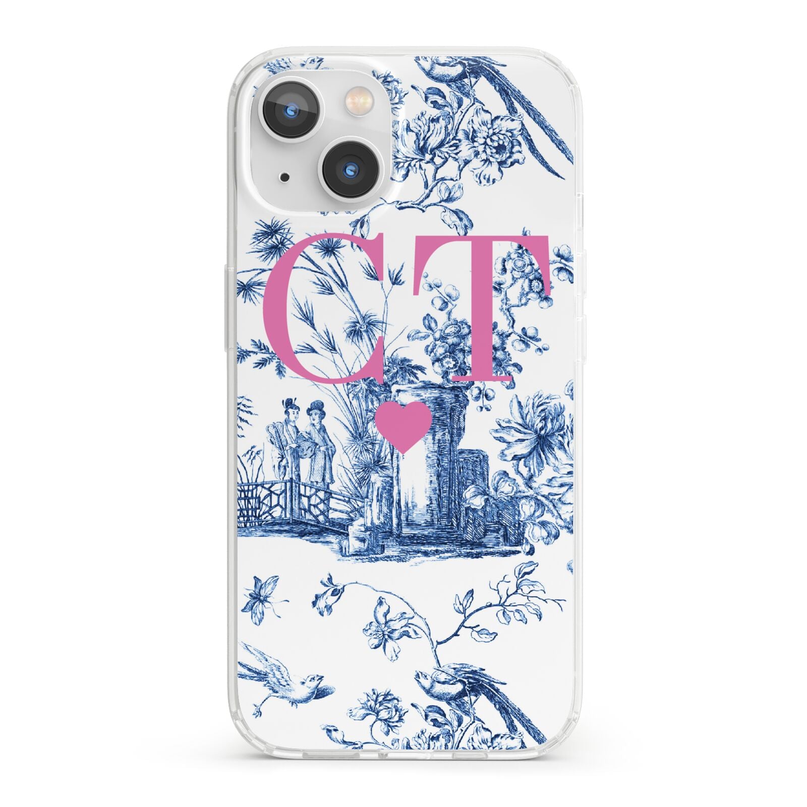 Personalised Chinoiserie Initials iPhone 13 Clear Bumper Case