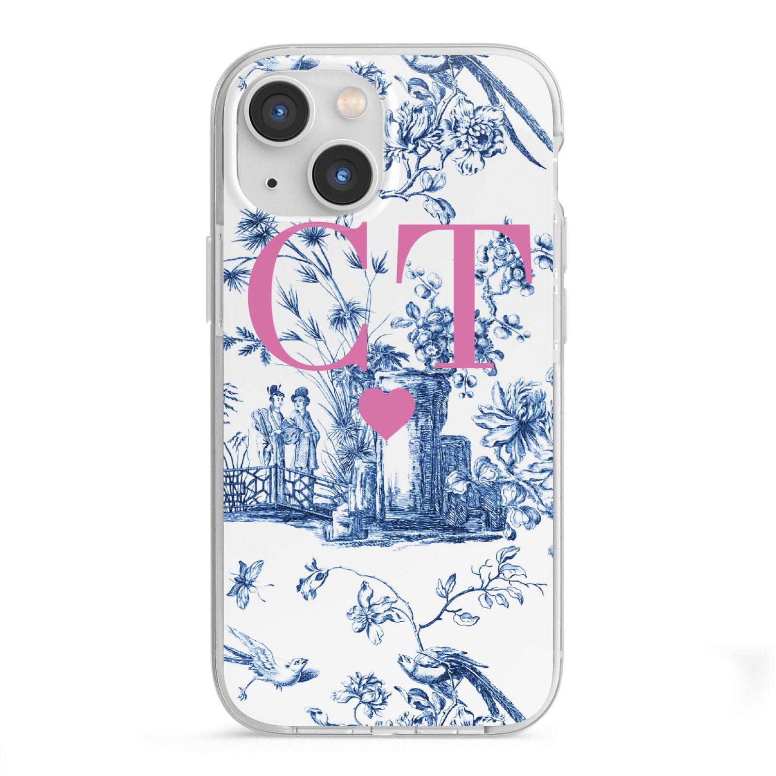 Personalised Chinoiserie Initials iPhone 13 Mini TPU Impact Case with White Edges