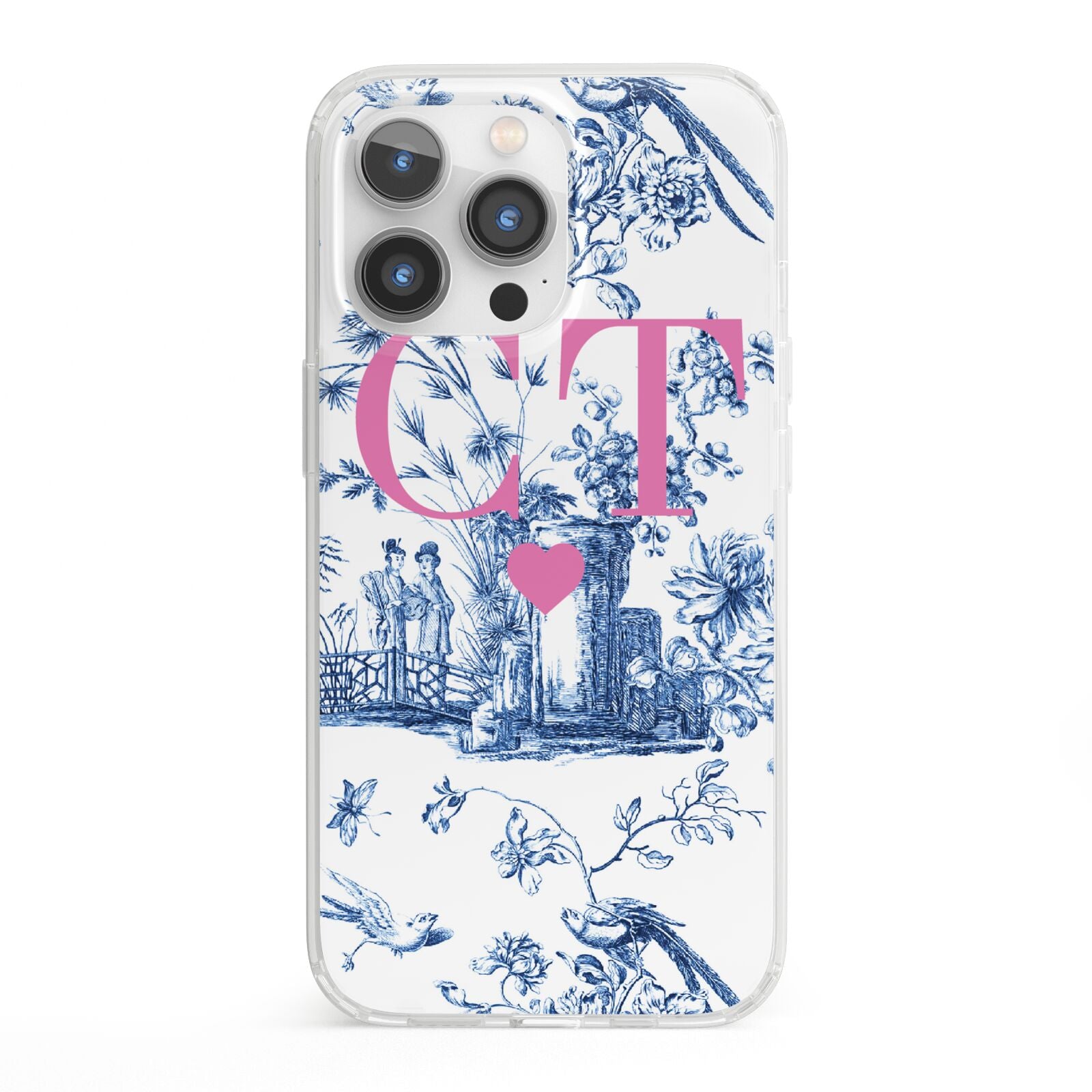 Personalised Chinoiserie Initials iPhone 13 Pro Clear Bumper Case