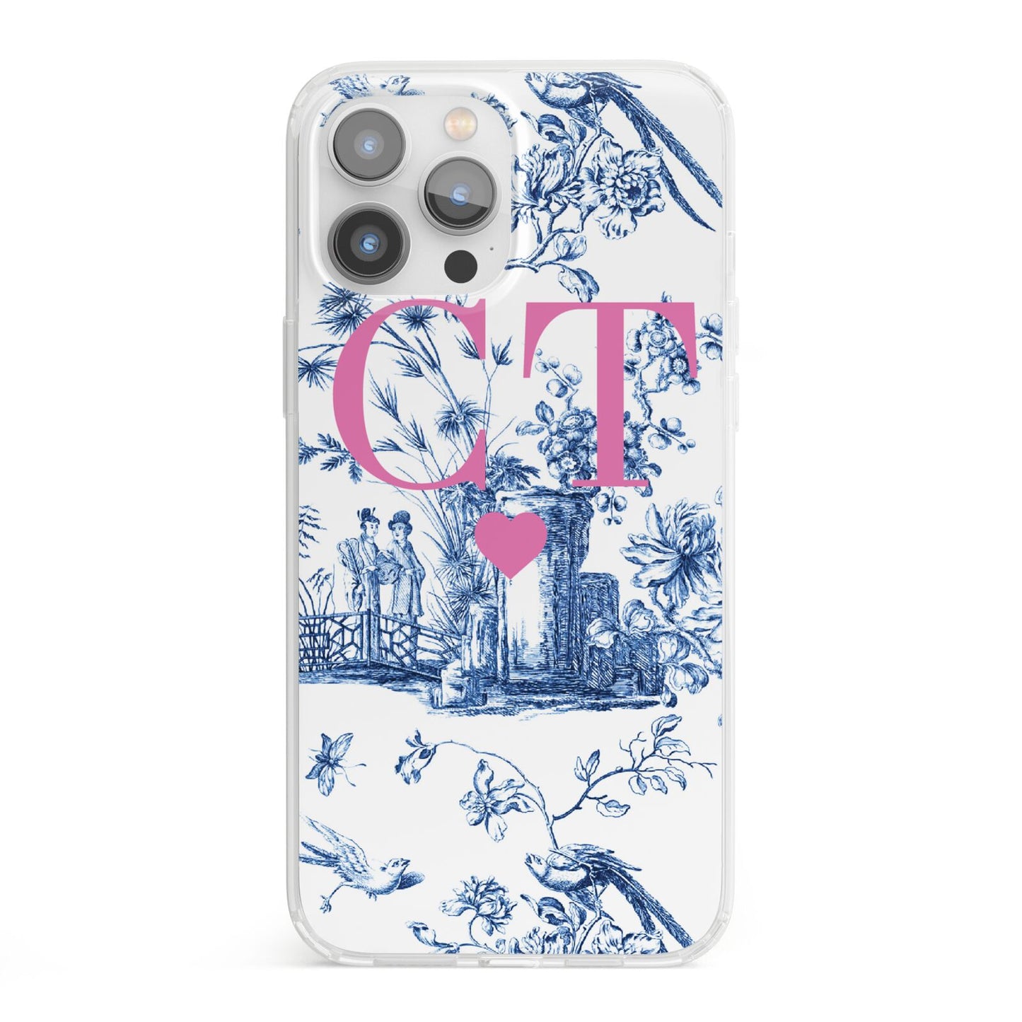 Personalised Chinoiserie Initials iPhone 13 Pro Max Clear Bumper Case