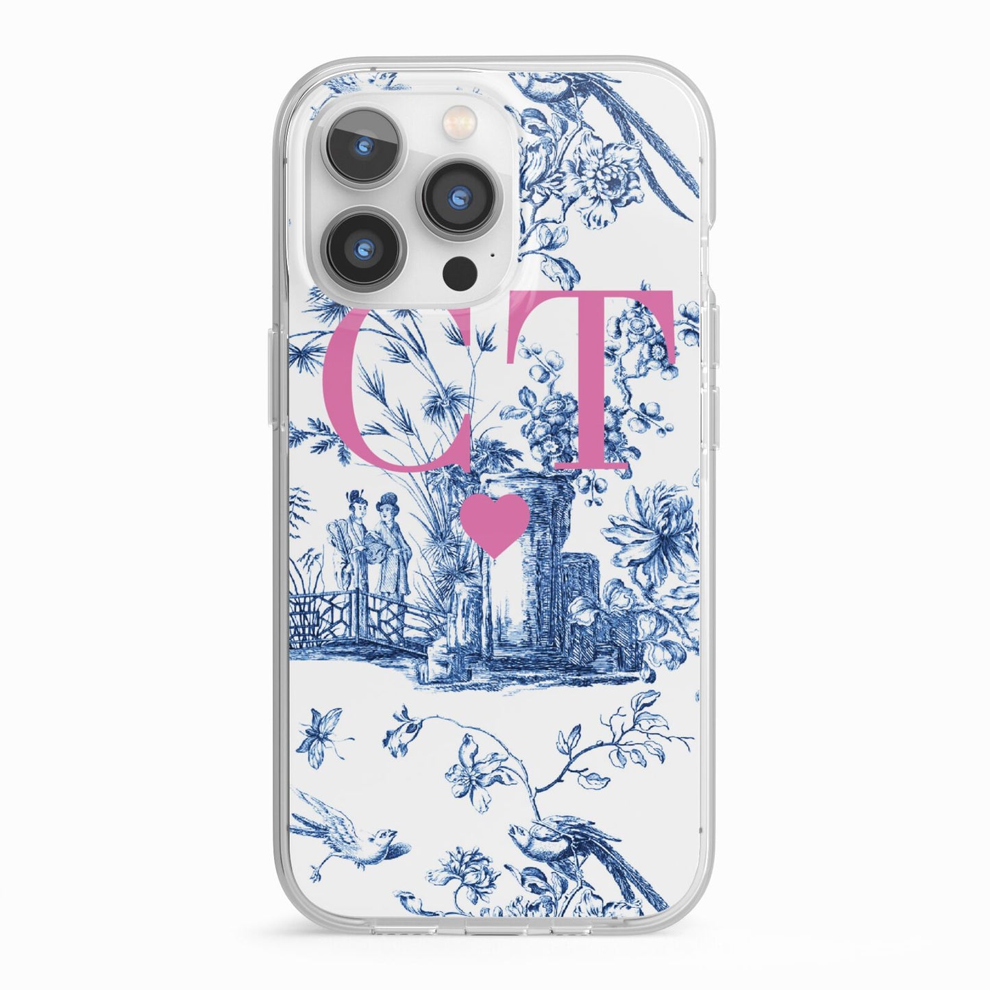 Personalised Chinoiserie Initials iPhone 13 Pro TPU Impact Case with White Edges