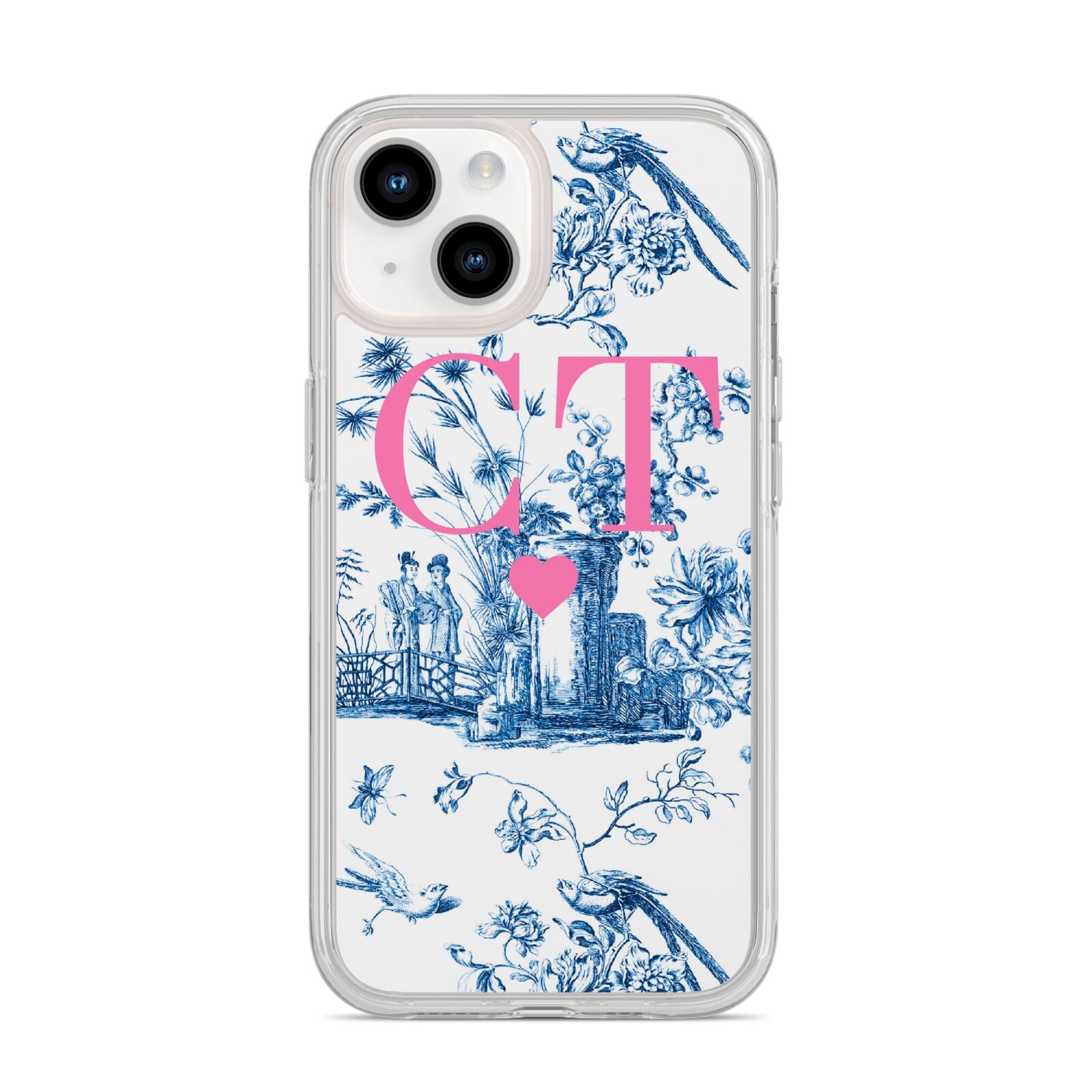 Personalised Chinoiserie Initials iPhone 14 Clear Tough Case Starlight