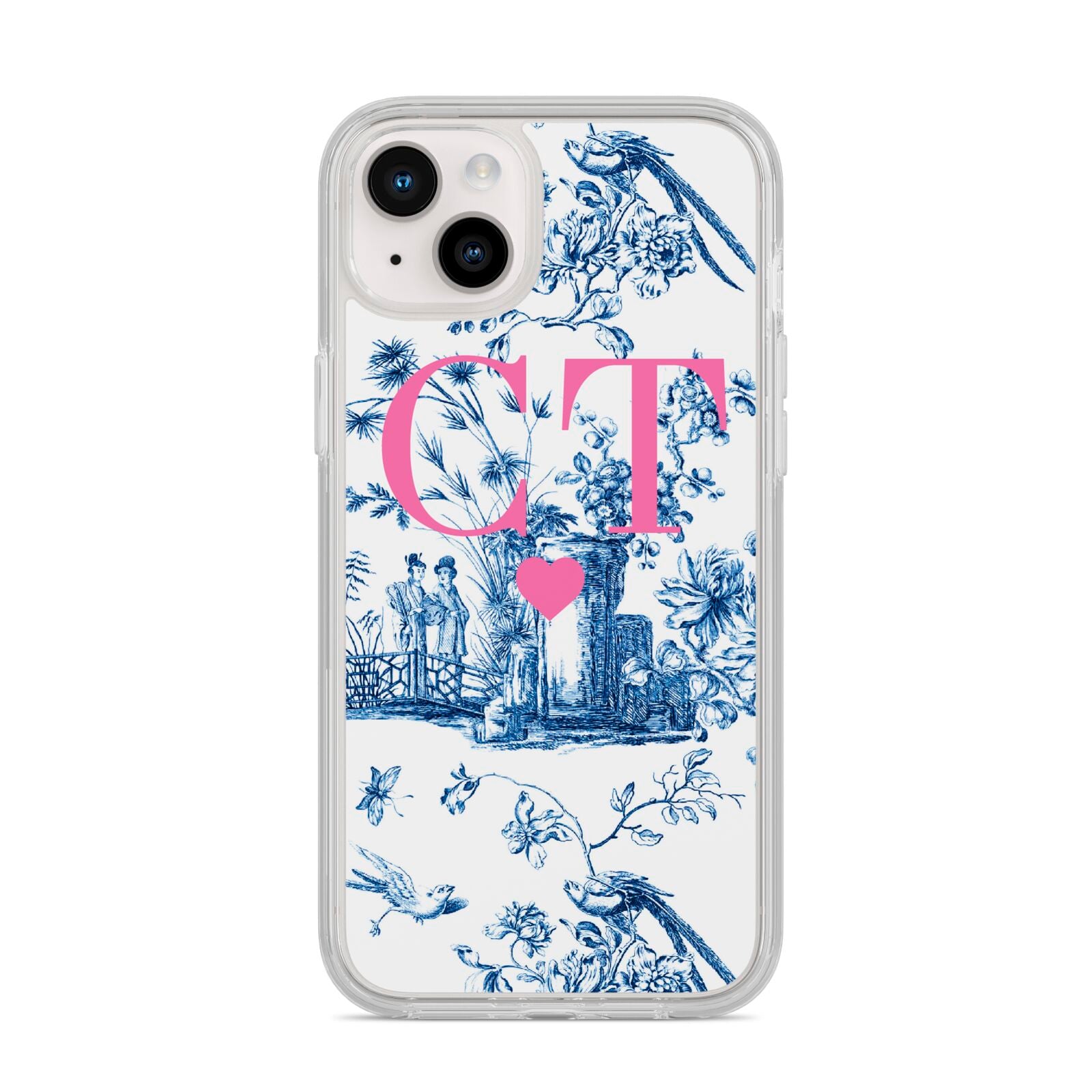 Personalised Chinoiserie Initials iPhone 14 Plus Clear Tough Case Starlight