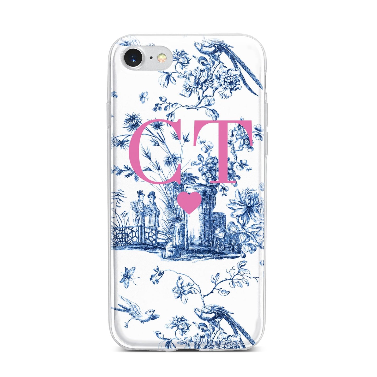 Personalised Chinoiserie Initials iPhone 7 Bumper Case on Silver iPhone