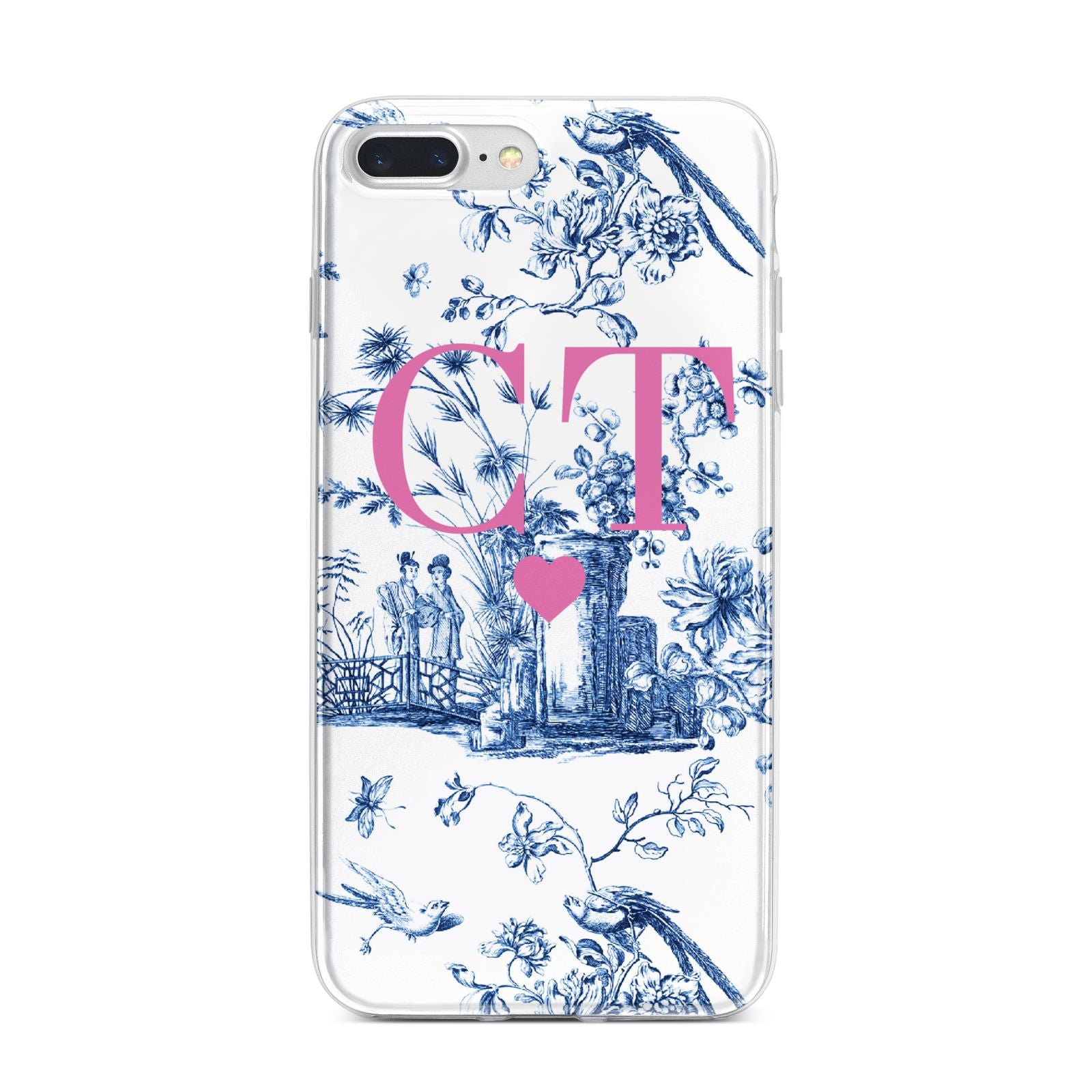 Personalised Chinoiserie Initials iPhone 7 Plus Bumper Case on Silver iPhone