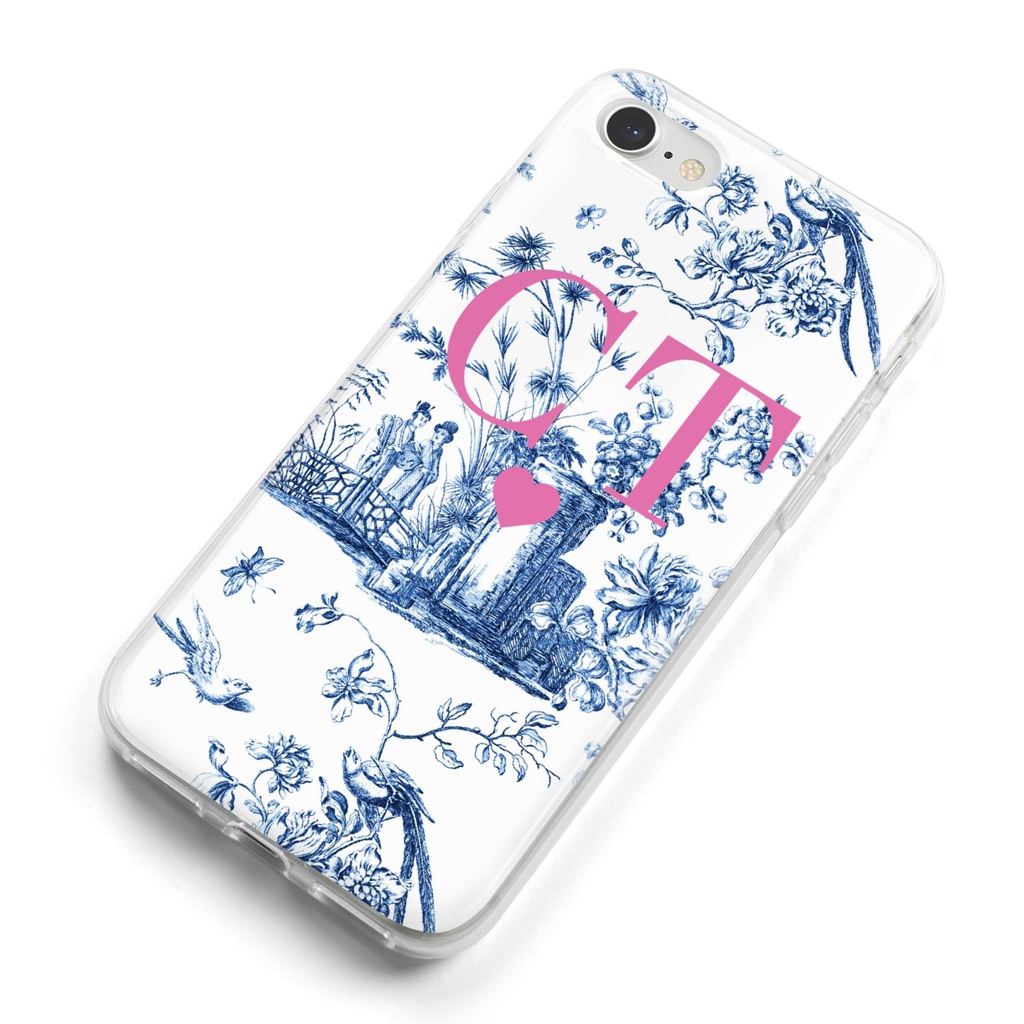 Personalised Chinoiserie Initials iPhone 8 Bumper Case on Silver iPhone Alternative Image