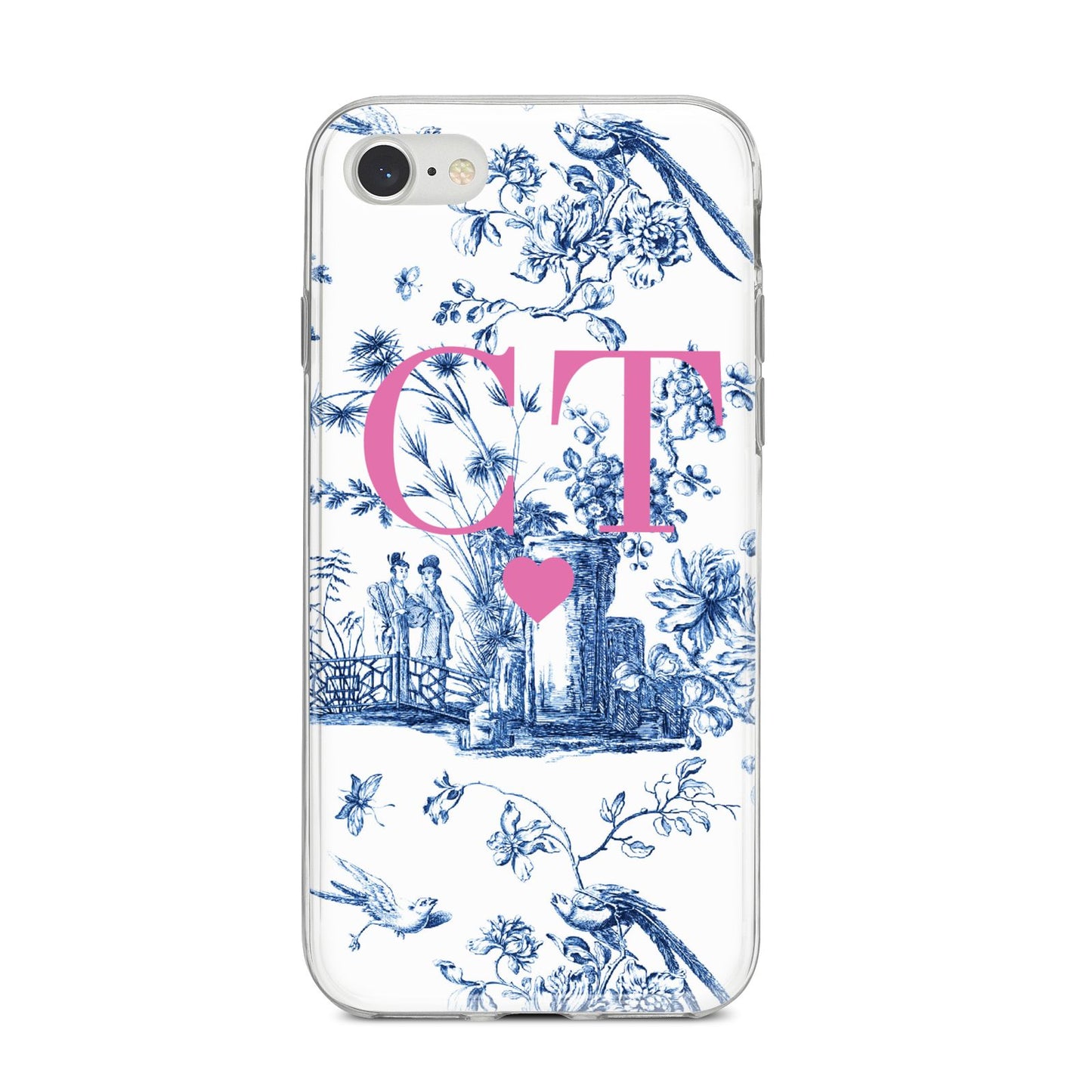 Personalised Chinoiserie Initials iPhone 8 Bumper Case on Silver iPhone