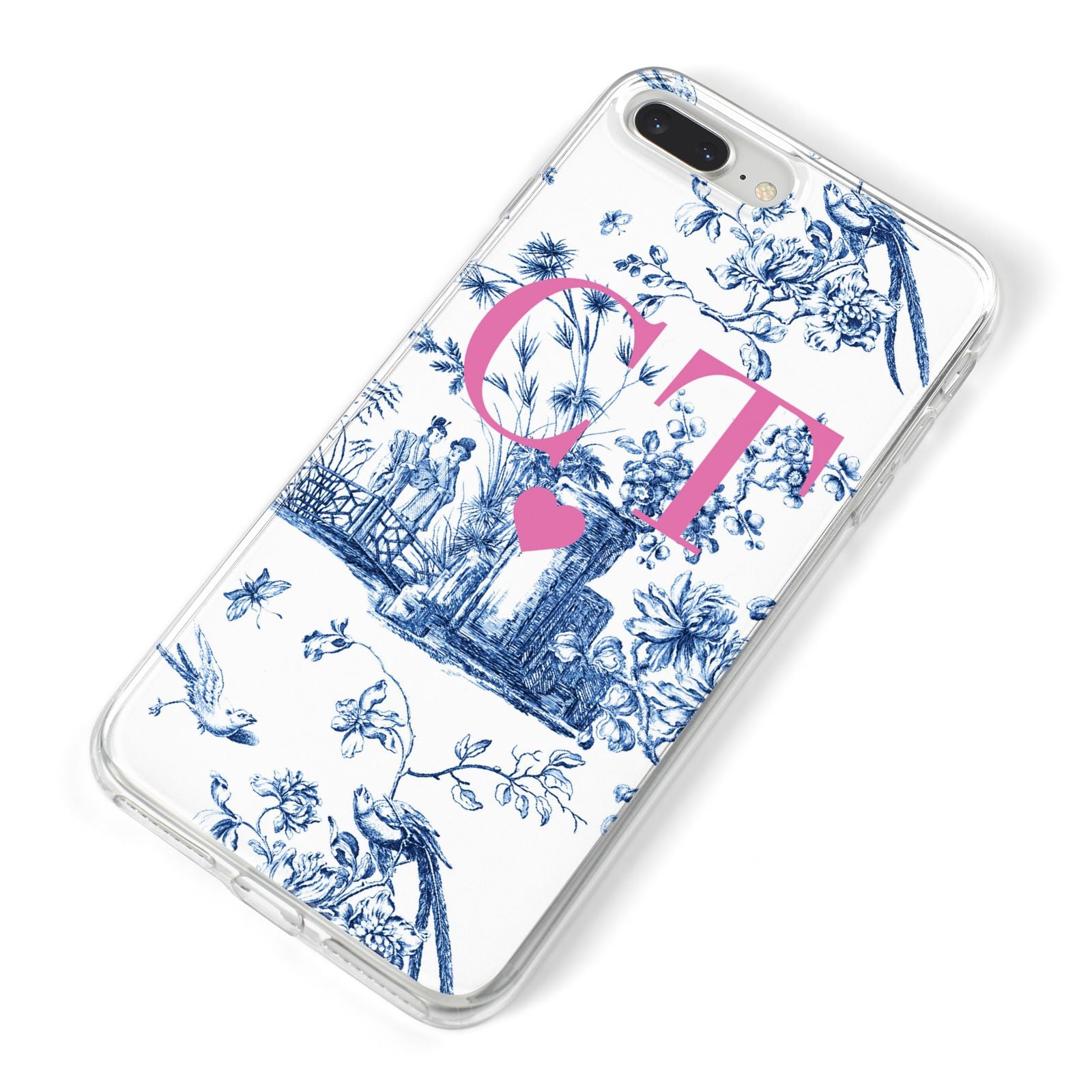 Personalised Chinoiserie Initials iPhone 8 Plus Bumper Case on Silver iPhone Alternative Image