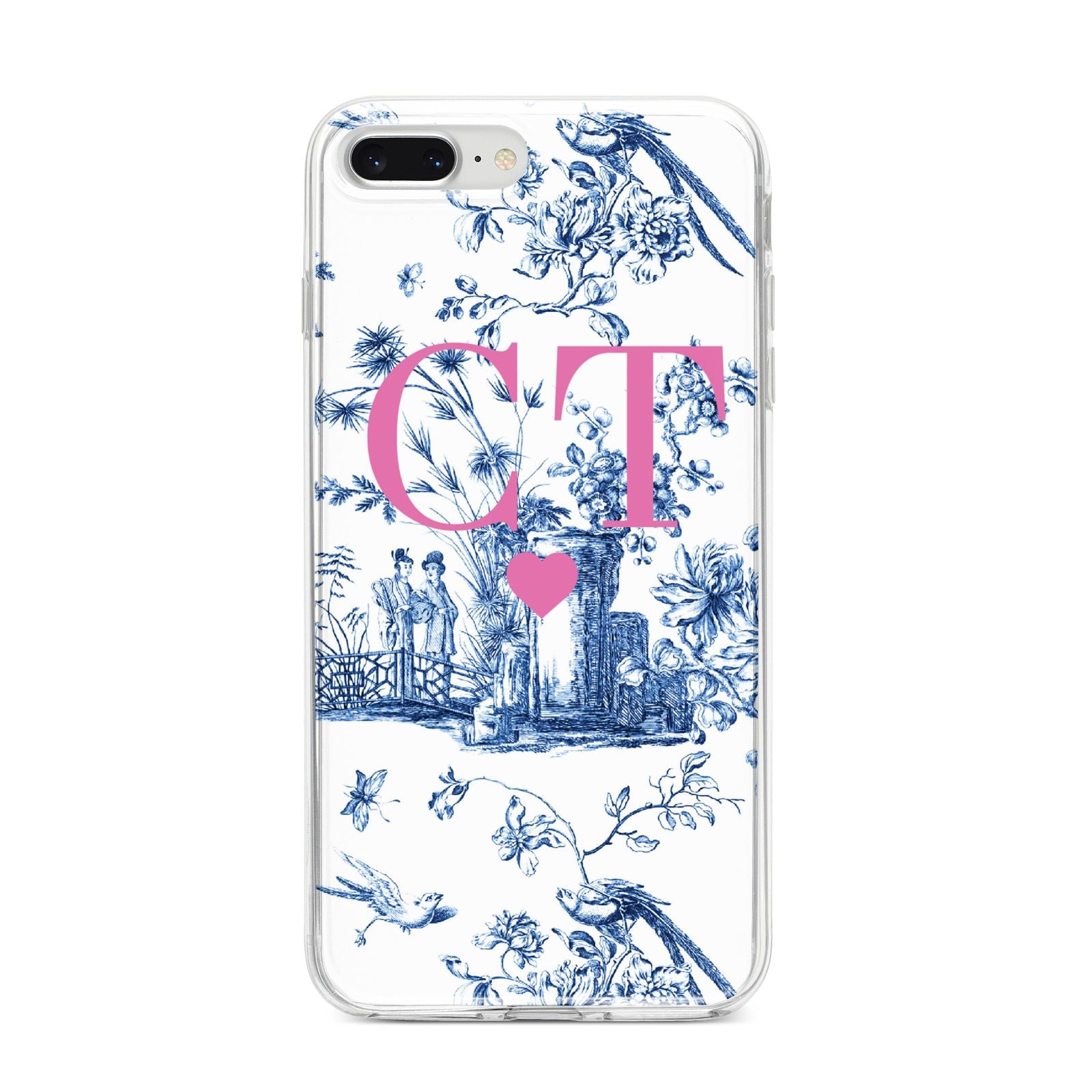 Personalised Chinoiserie Initials iPhone 8 Plus Bumper Case on Silver iPhone