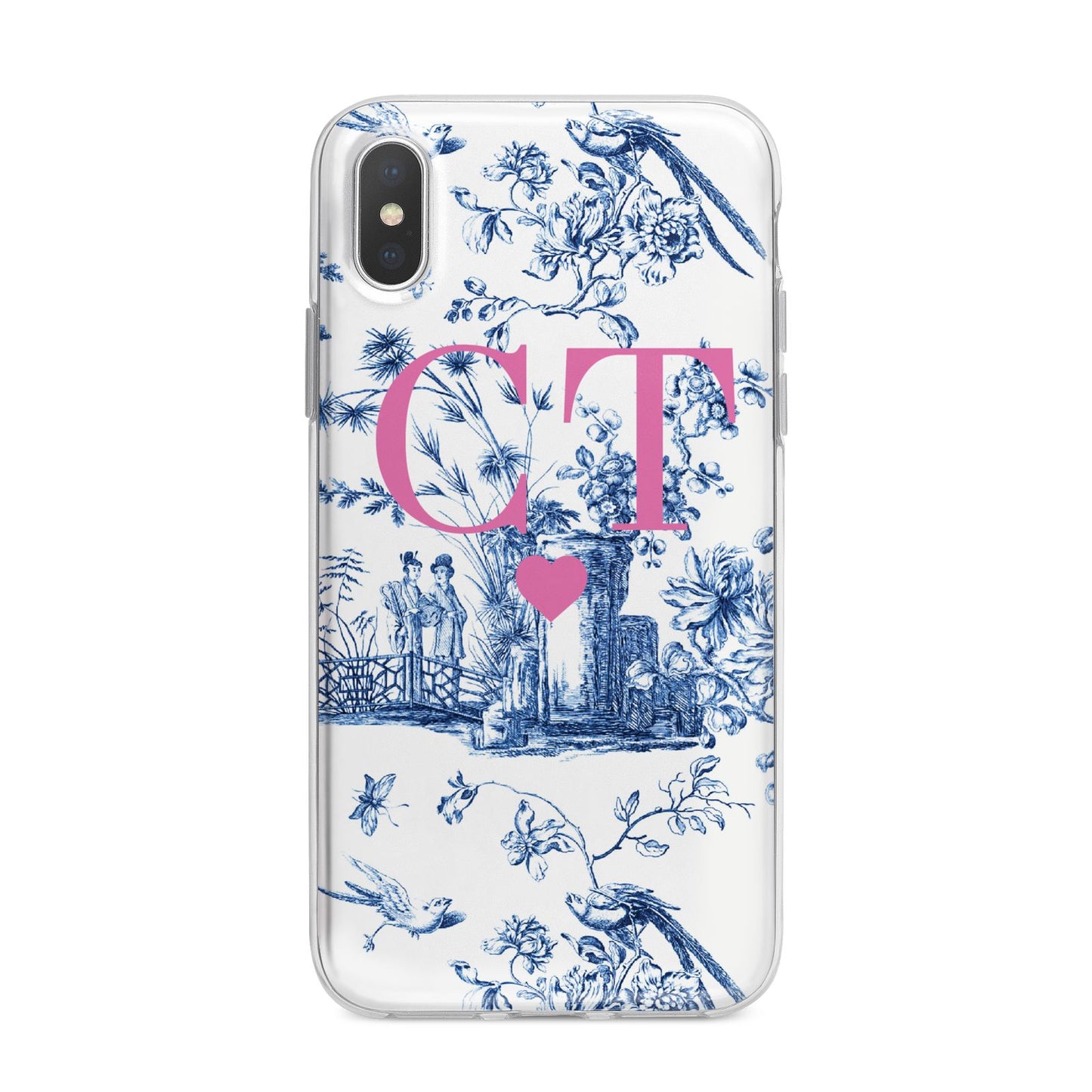 Personalised Chinoiserie Initials iPhone X Bumper Case on Silver iPhone Alternative Image 1