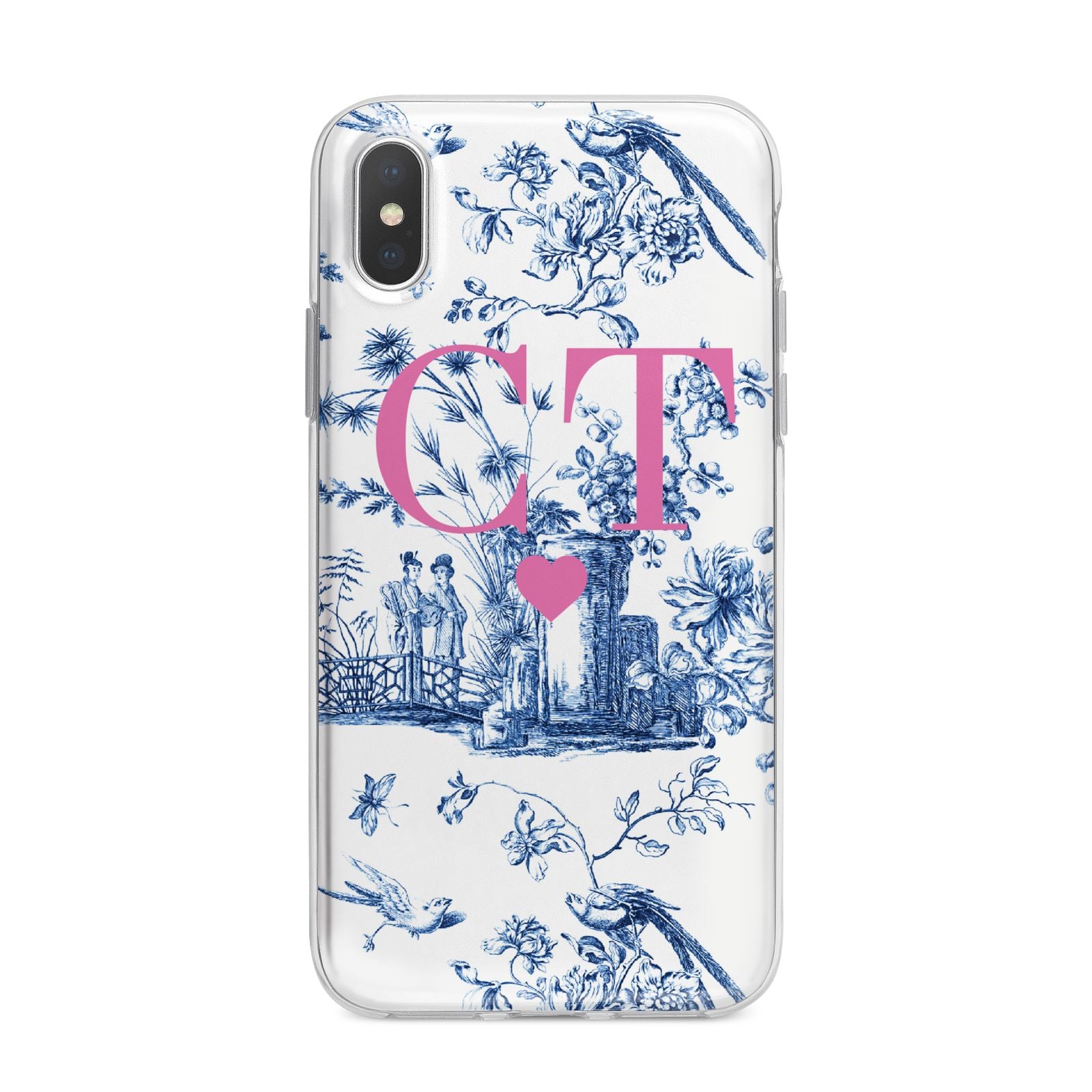 Personalised Chinoiserie Initials iPhone X Bumper Case on Silver iPhone Alternative Image 1