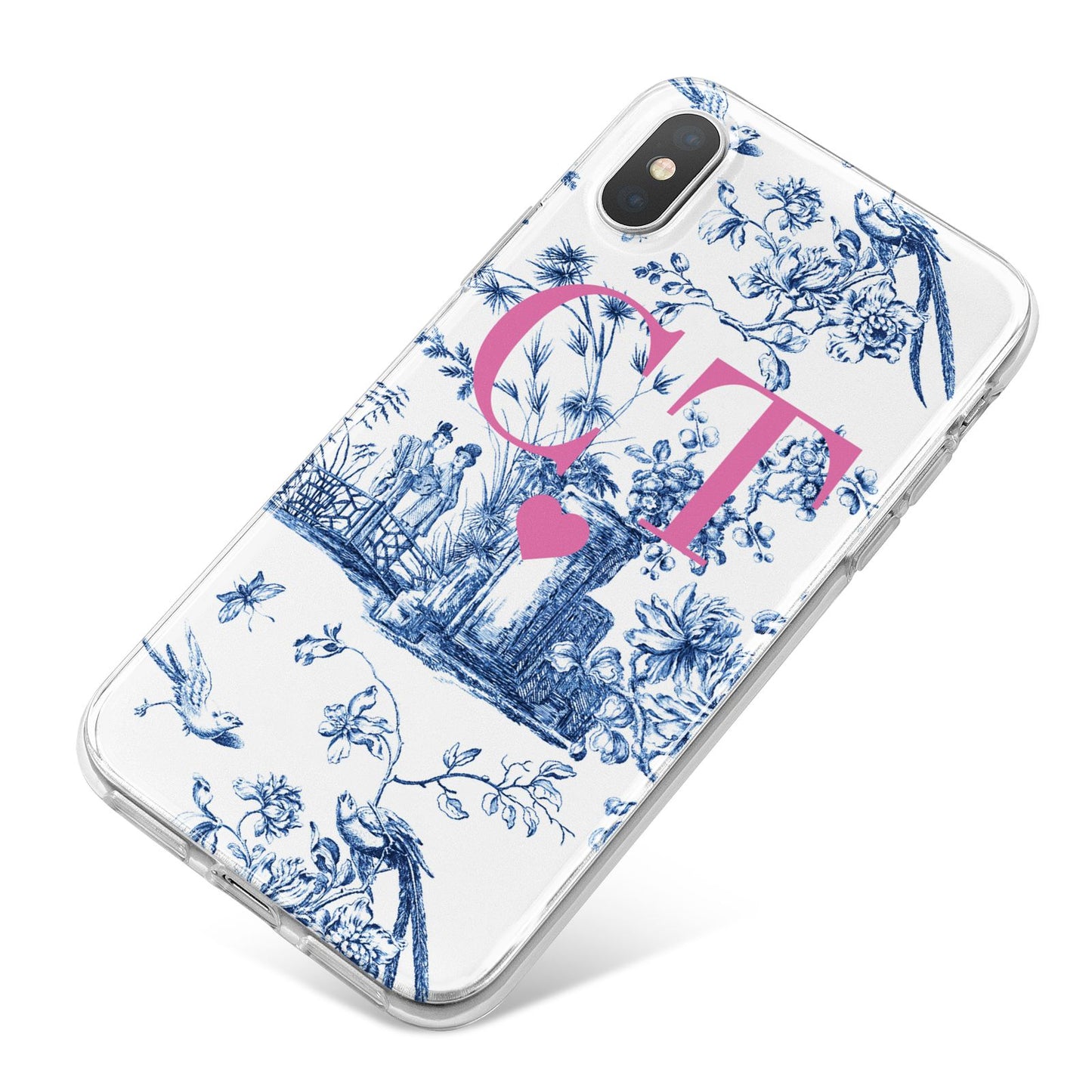 Personalised Chinoiserie Initials iPhone X Bumper Case on Silver iPhone