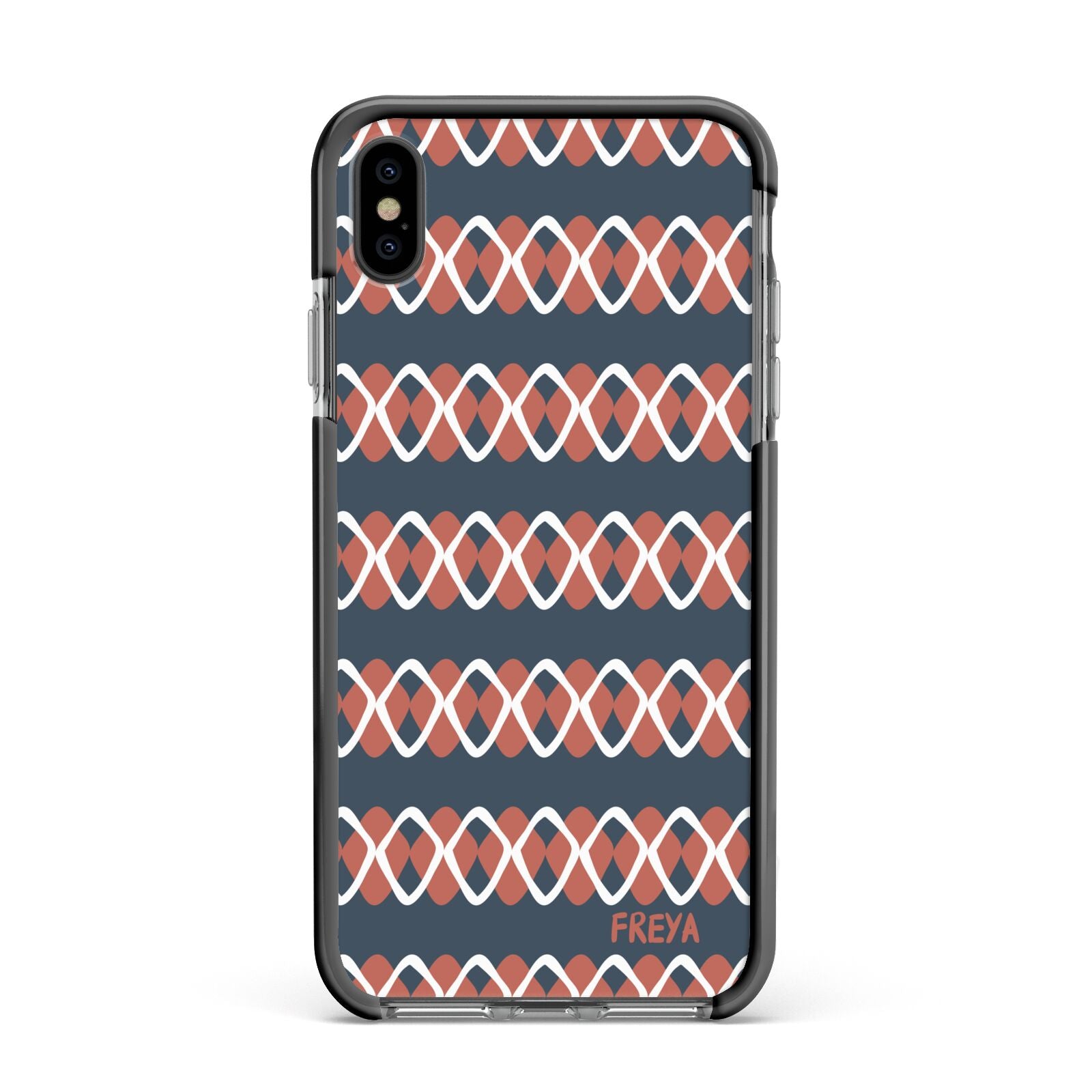 Personalised Christmas Abstract Pattern Apple iPhone Xs Max Impact Case Black Edge on Black Phone