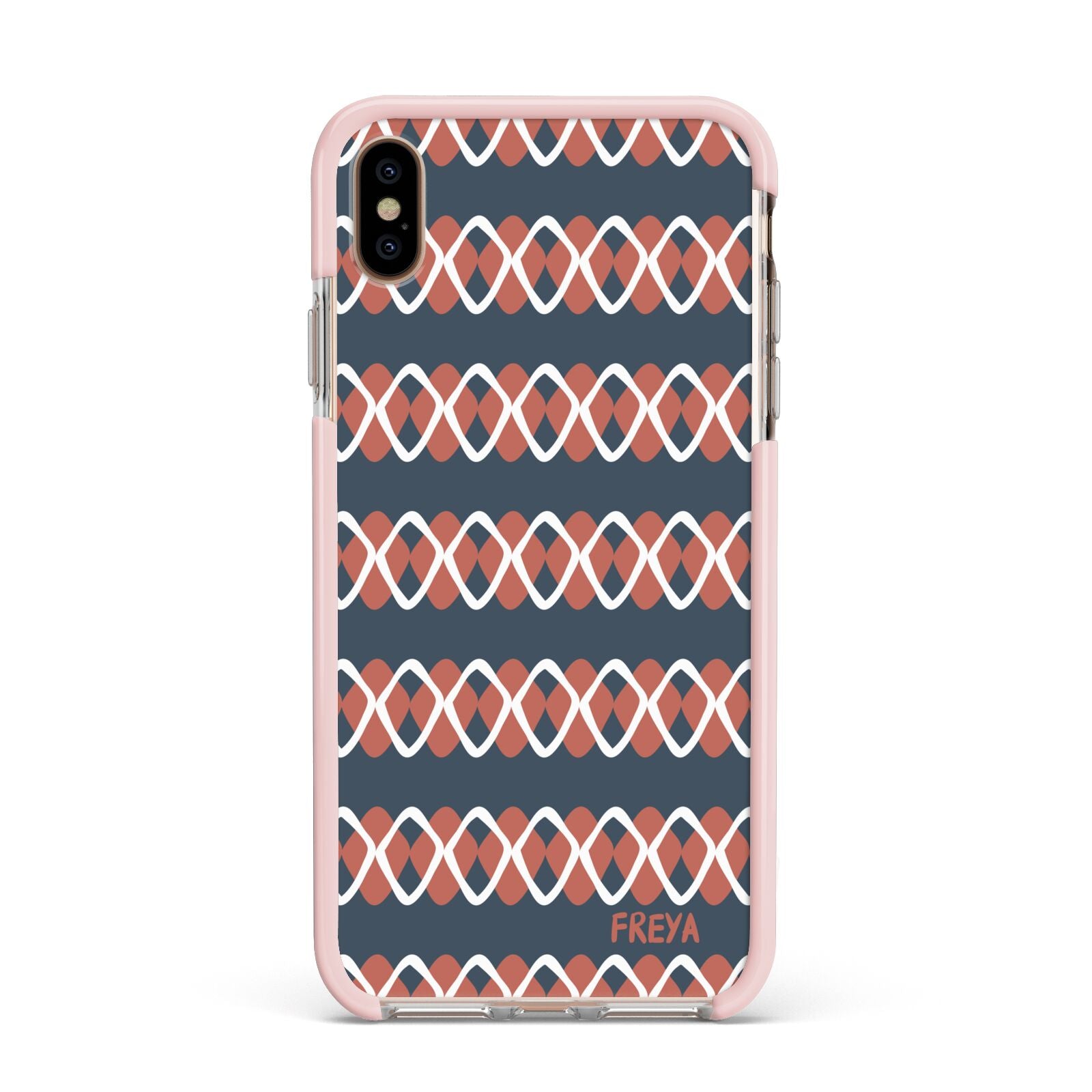 Personalised Christmas Abstract Pattern Apple iPhone Xs Max Impact Case Pink Edge on Gold Phone