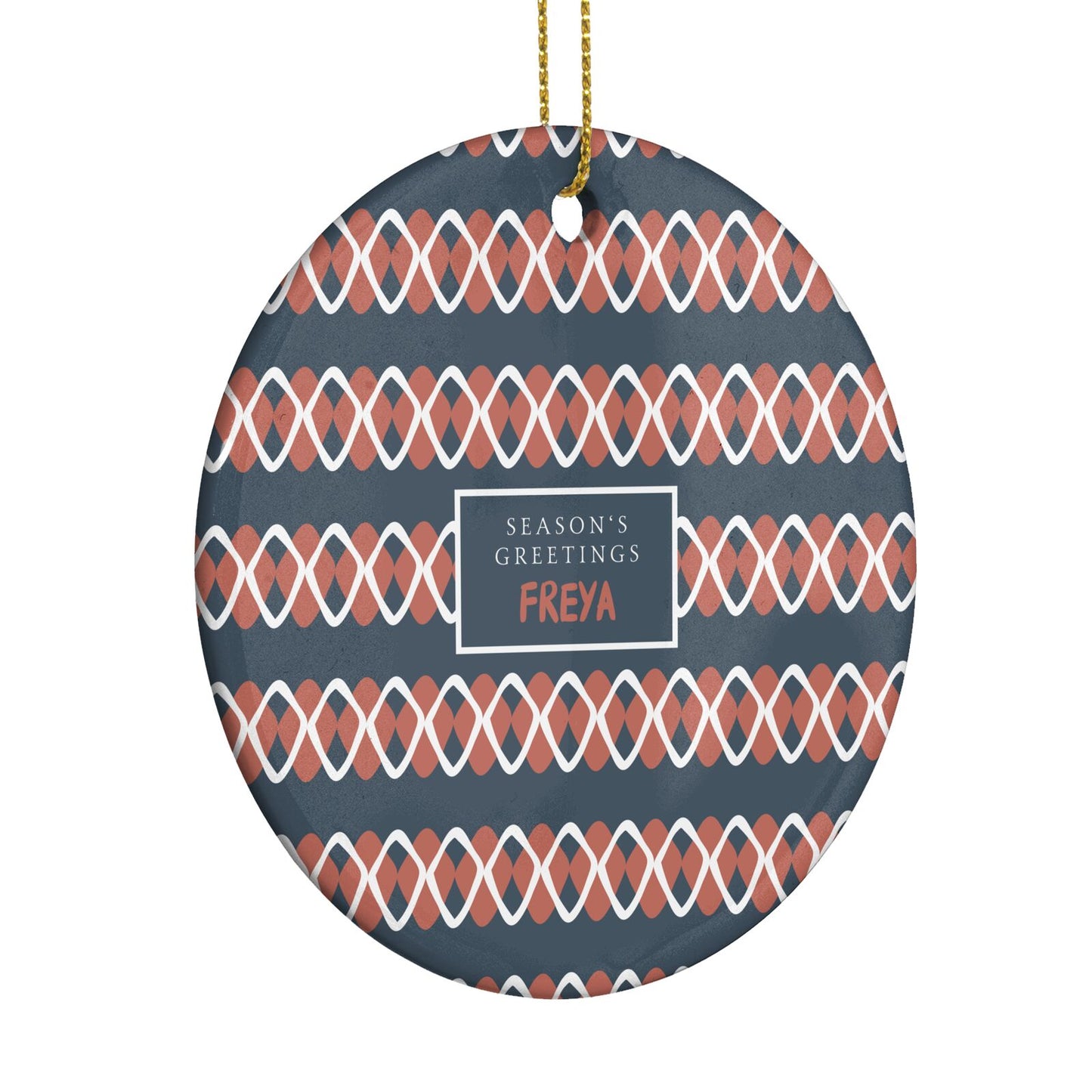 Personalised Christmas Abstract Pattern Circle Decoration Side Angle