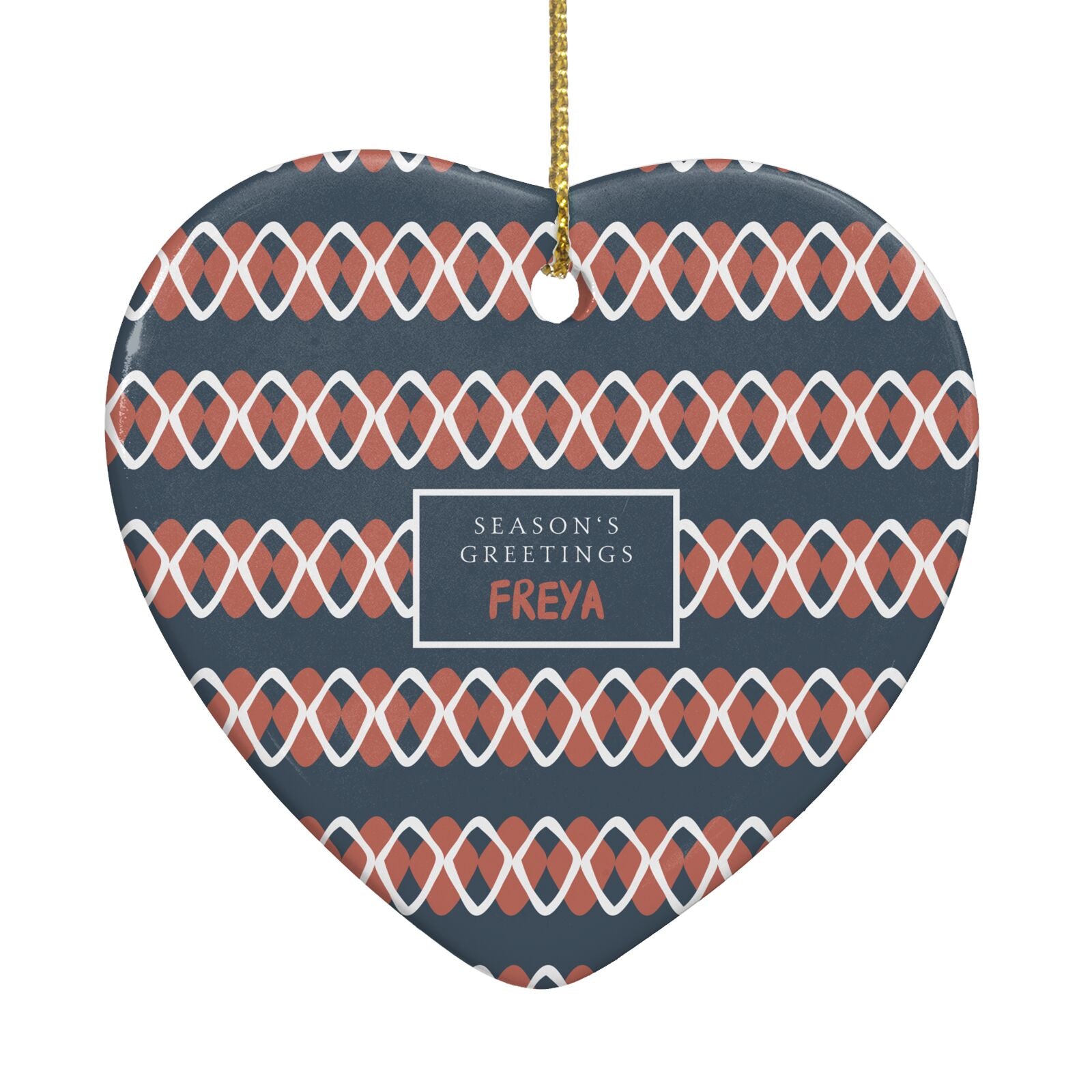 Personalised Christmas Abstract Pattern Heart Decoration Back Image