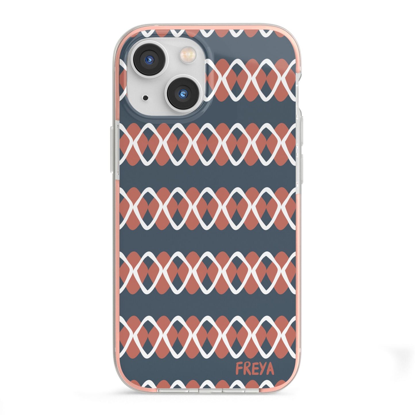 Personalised Christmas Abstract Pattern iPhone 13 Mini TPU Impact Case with Pink Edges