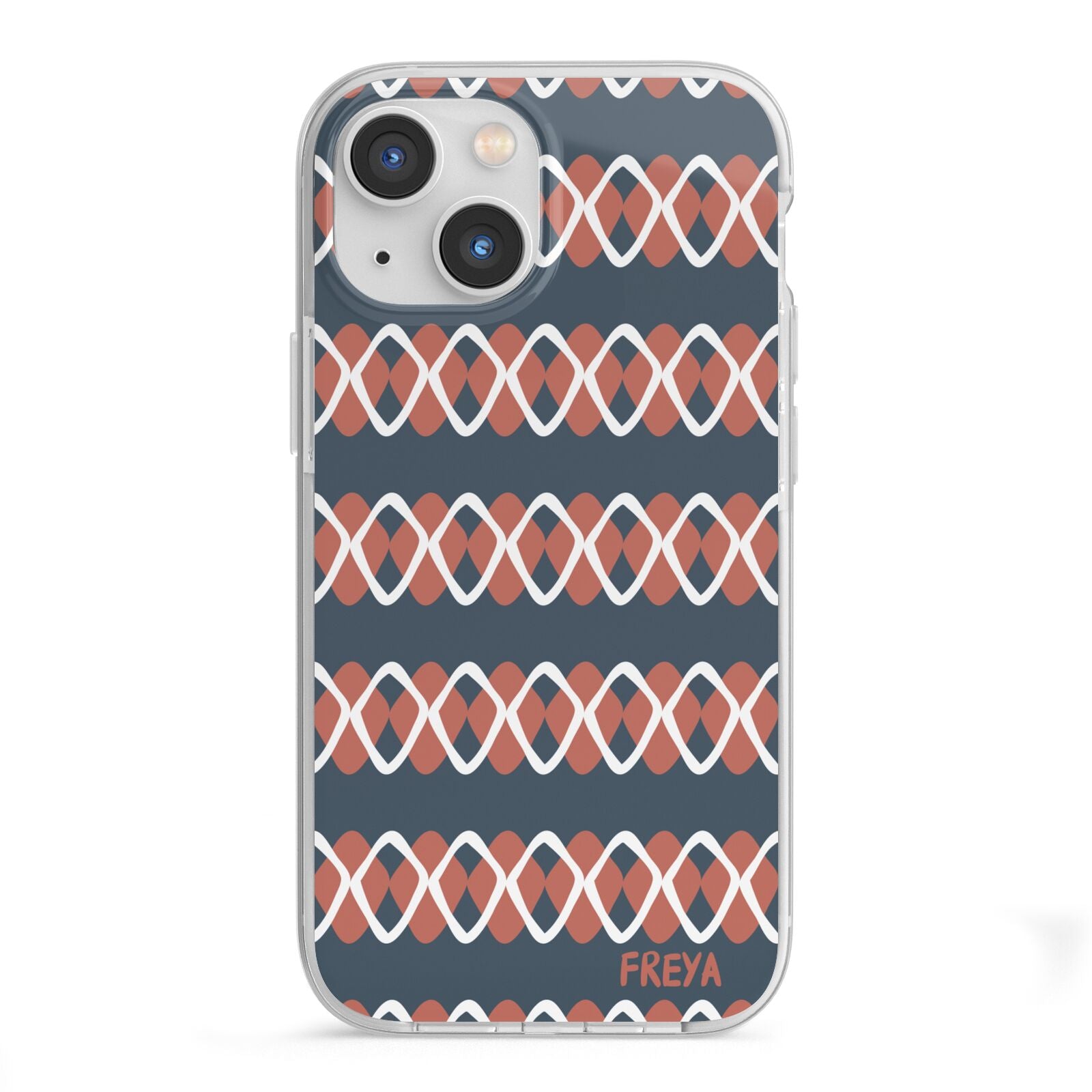 Personalised Christmas Abstract Pattern iPhone 13 Mini TPU Impact Case with White Edges