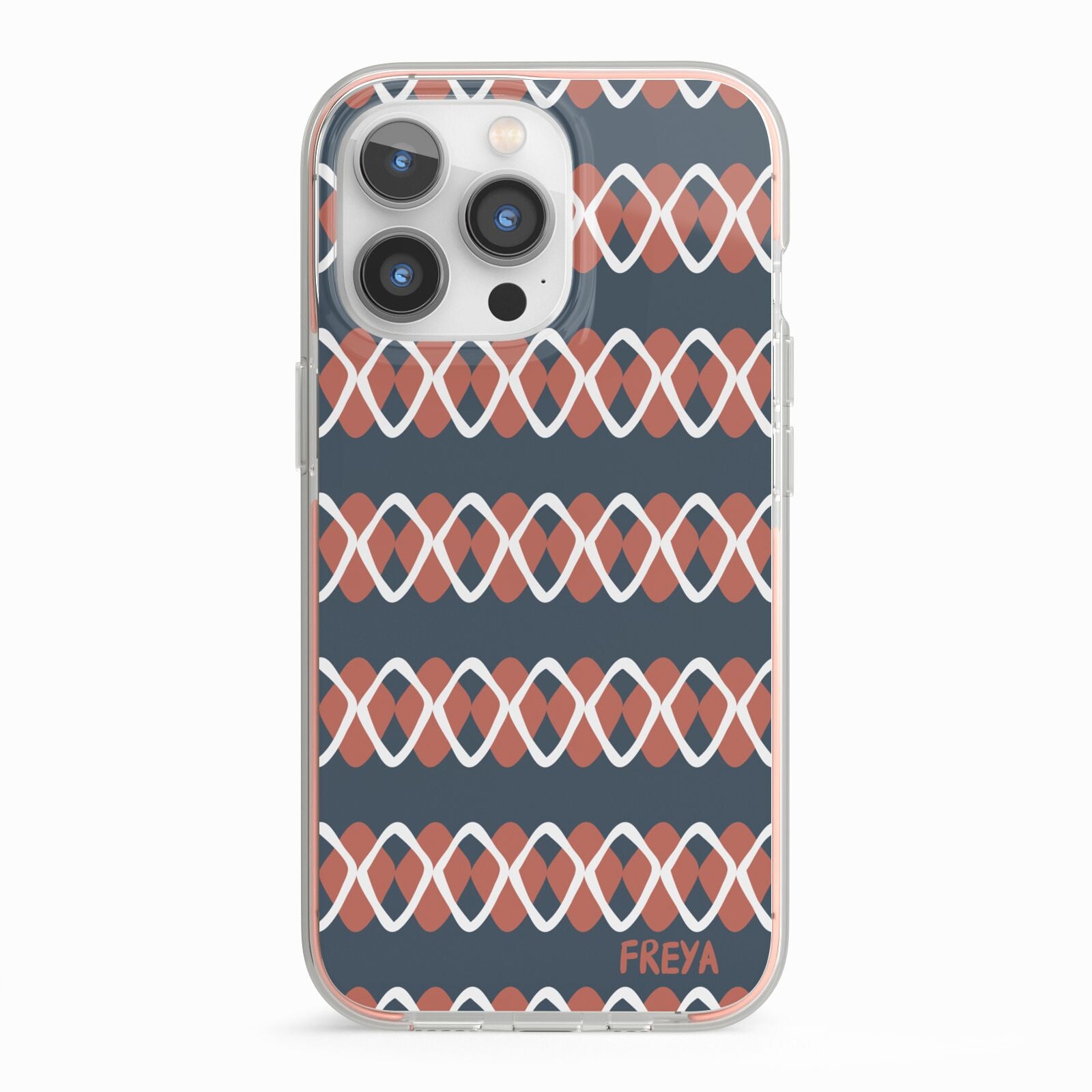 Personalised Christmas Abstract Pattern iPhone 13 Pro TPU Impact Case with Pink Edges