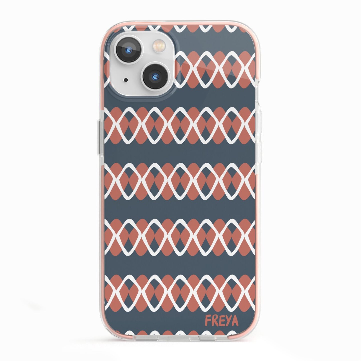 Personalised Christmas Abstract Pattern iPhone 13 TPU Impact Case with Pink Edges