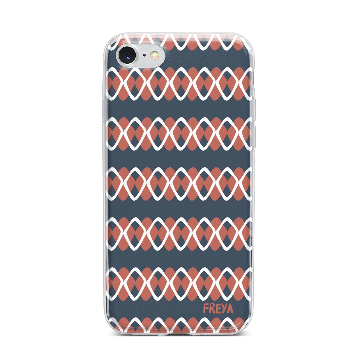 Personalised Christmas Abstract Pattern iPhone 7 Bumper Case on Silver iPhone