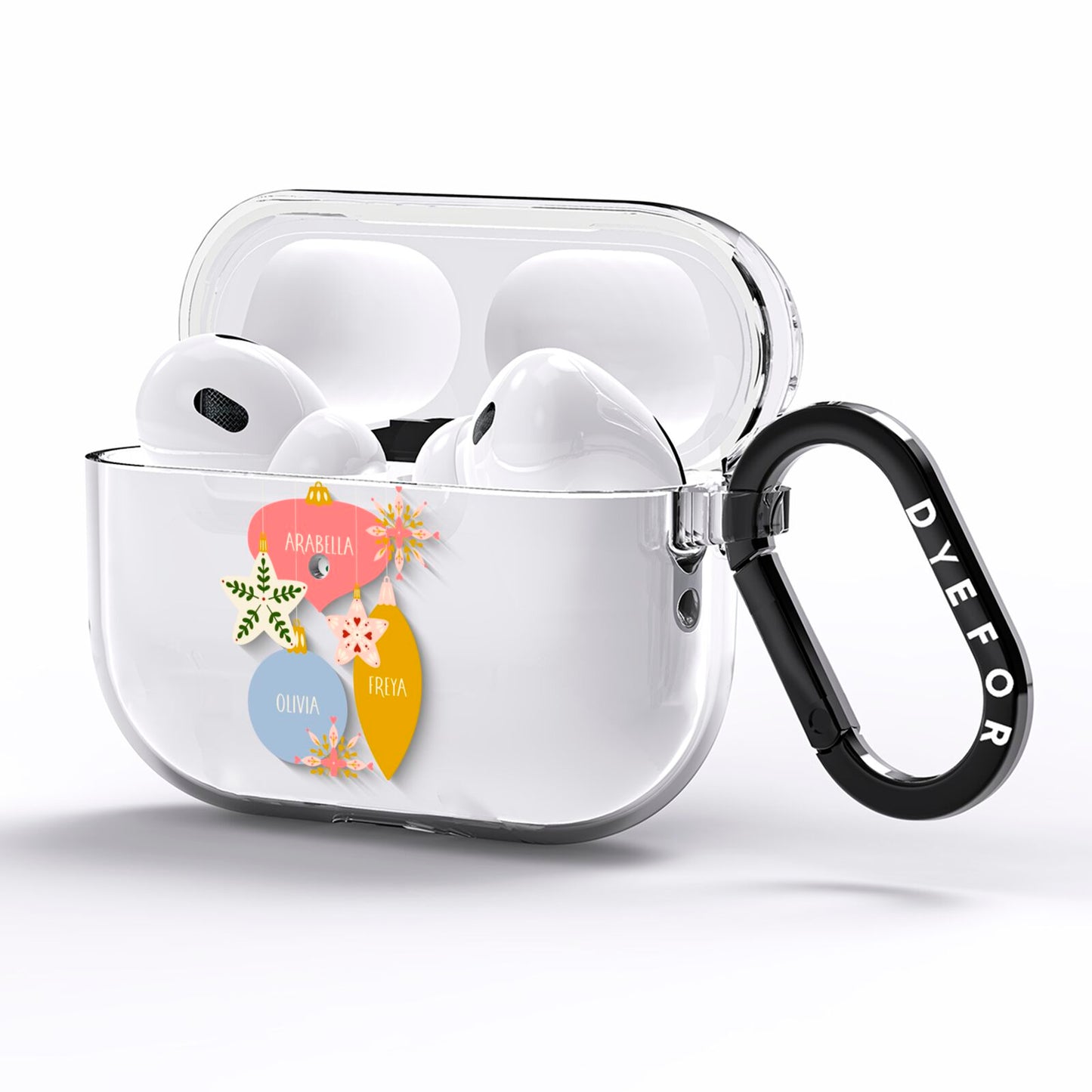 Personalised Christmas Bauble AirPods Pro Clear Case Side Image