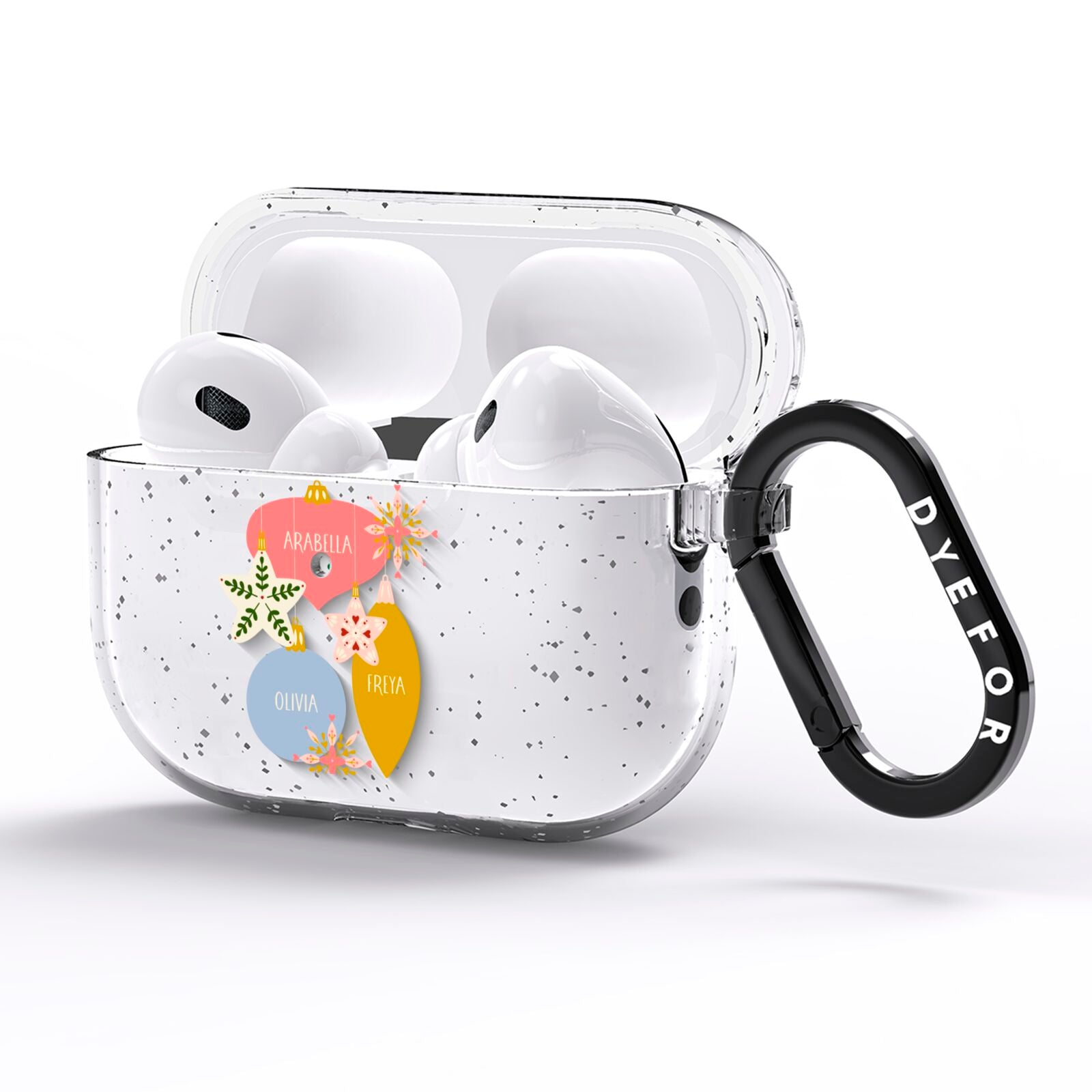 Personalised Christmas Bauble AirPods Pro Glitter Case Side Image