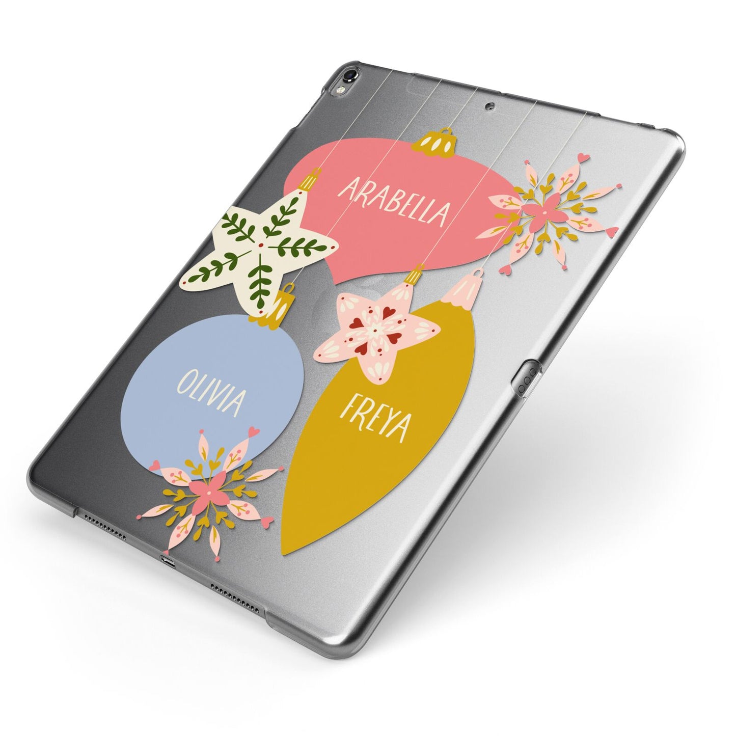 Personalised Christmas Bauble Apple iPad Case on Grey iPad Side View