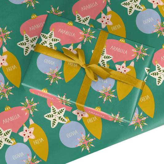 Personalised Christmas Bauble Custom Wrapping Paper