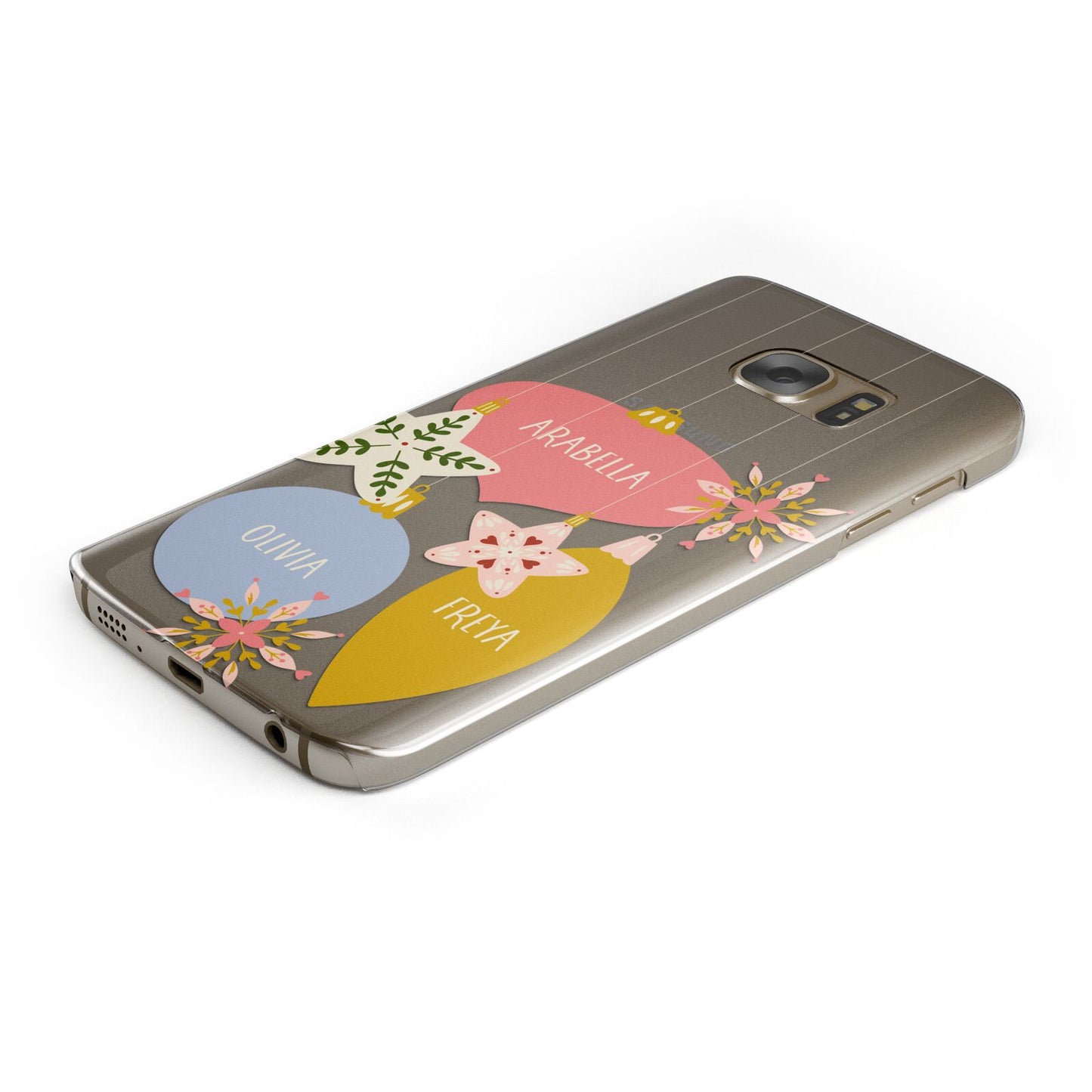 Personalised Christmas Bauble Protective Samsung Galaxy Case Angled Image